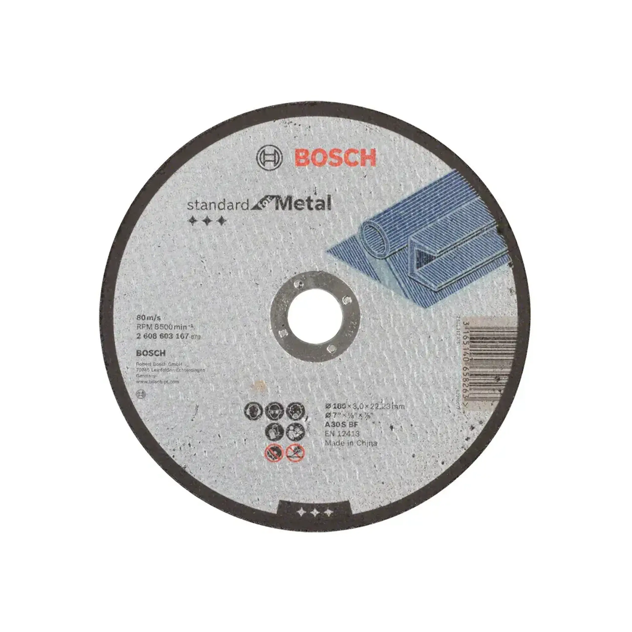 Disc de tăiat pentru inox Standard 115 * 22.23 mm Bosch - 3 mm (L x W x H x Ø) 180 *