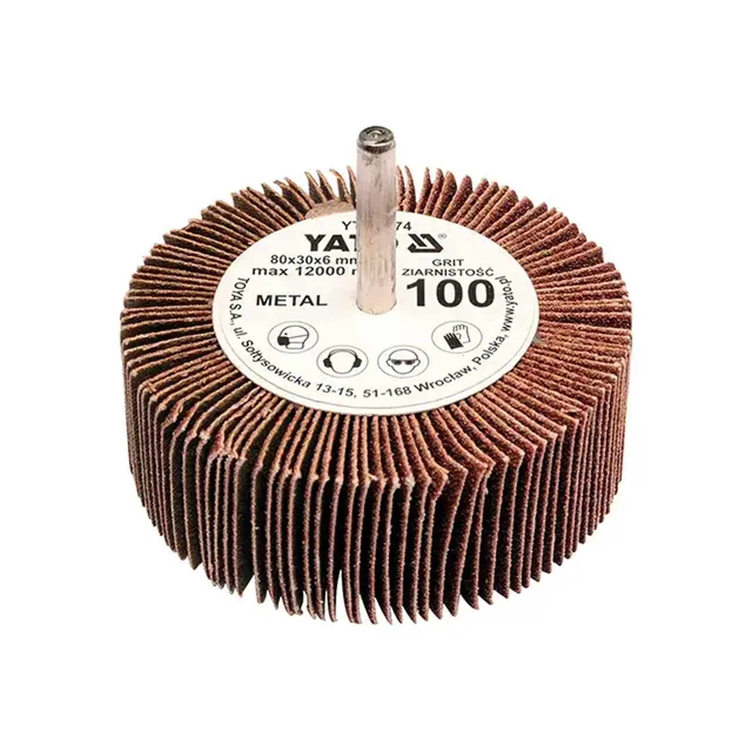 Perie lamelară cu tijă P150 40 x 20 mm 6 mm Yato - Dimensiuni (L x W x H x Ø) 80 x 30 mm
