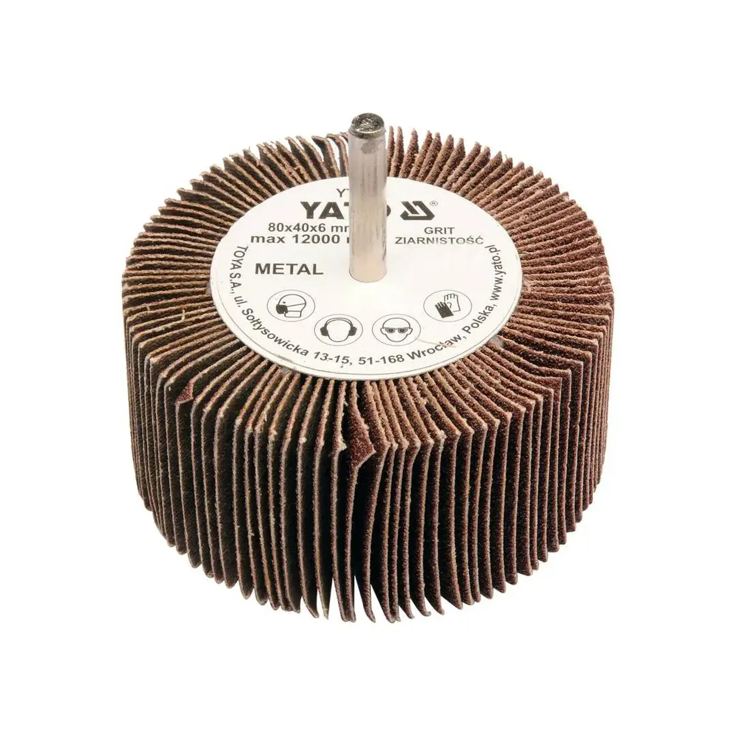 Perie lamelară cu tijă P150 40 x 20 mm 6 mm Yato - Dimensiuni (L x W x H x Ø) 80 x 40 mm