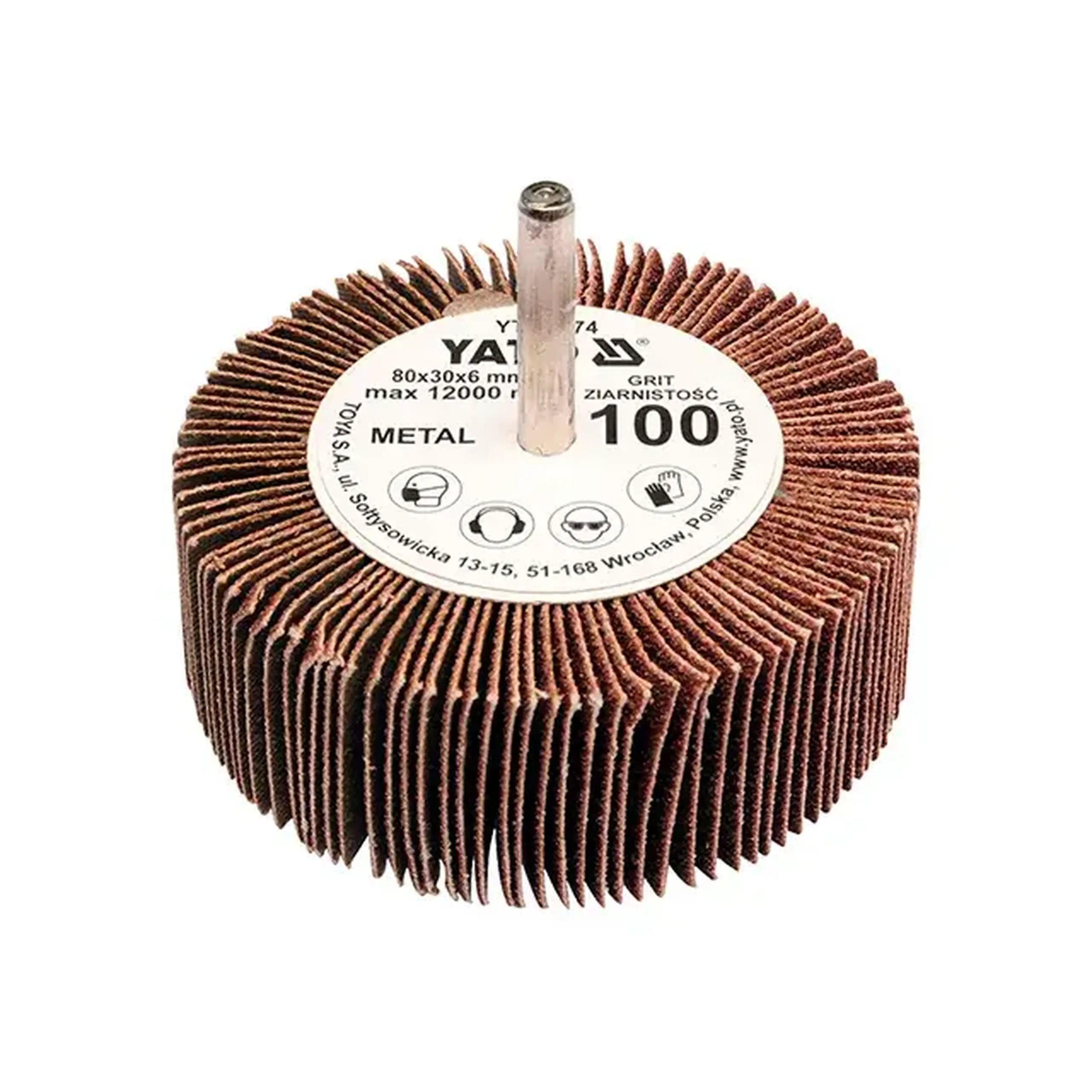 Perie lamelară cu tijă P40 40 x 20 mm 6 mm Yato - Dimensiuni (L x W x H x Ø) 80 x 30 mm