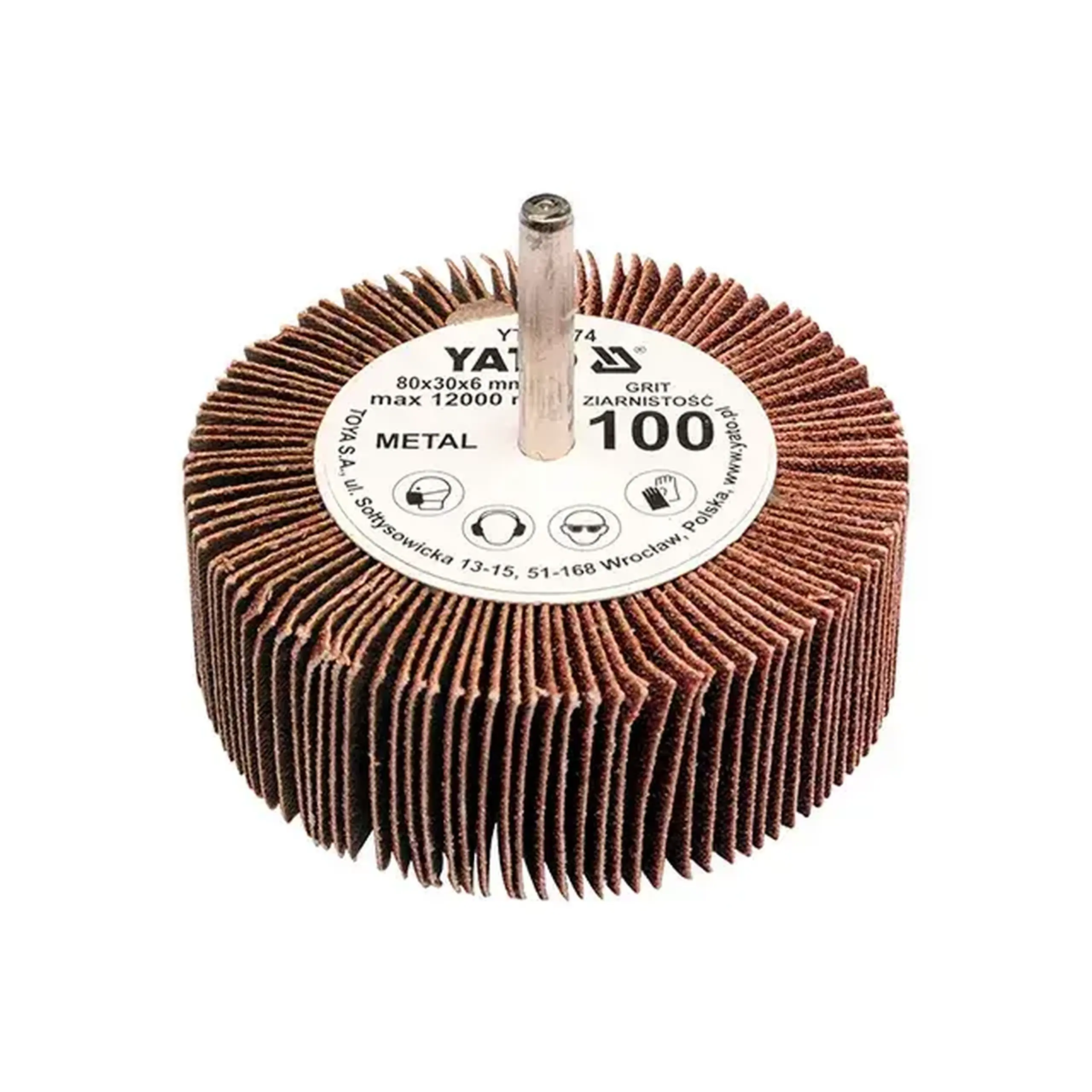 Perie lamelară cu tijă P60 40 x 20 mm 6 mm Yato - Dimensiuni (L x W x H x Ø) 80 x 30 mm