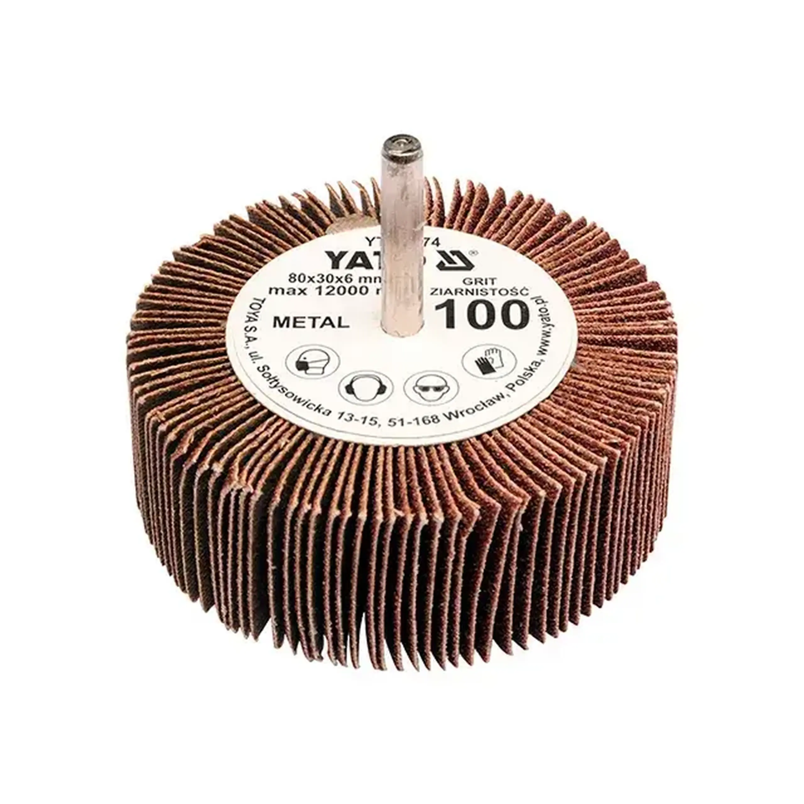 Perie lamelară cu tijă P80 40 x 20 mm 6 mm Yato - Dimensiuni (L x W x H x Ø) 80 x 30 mm