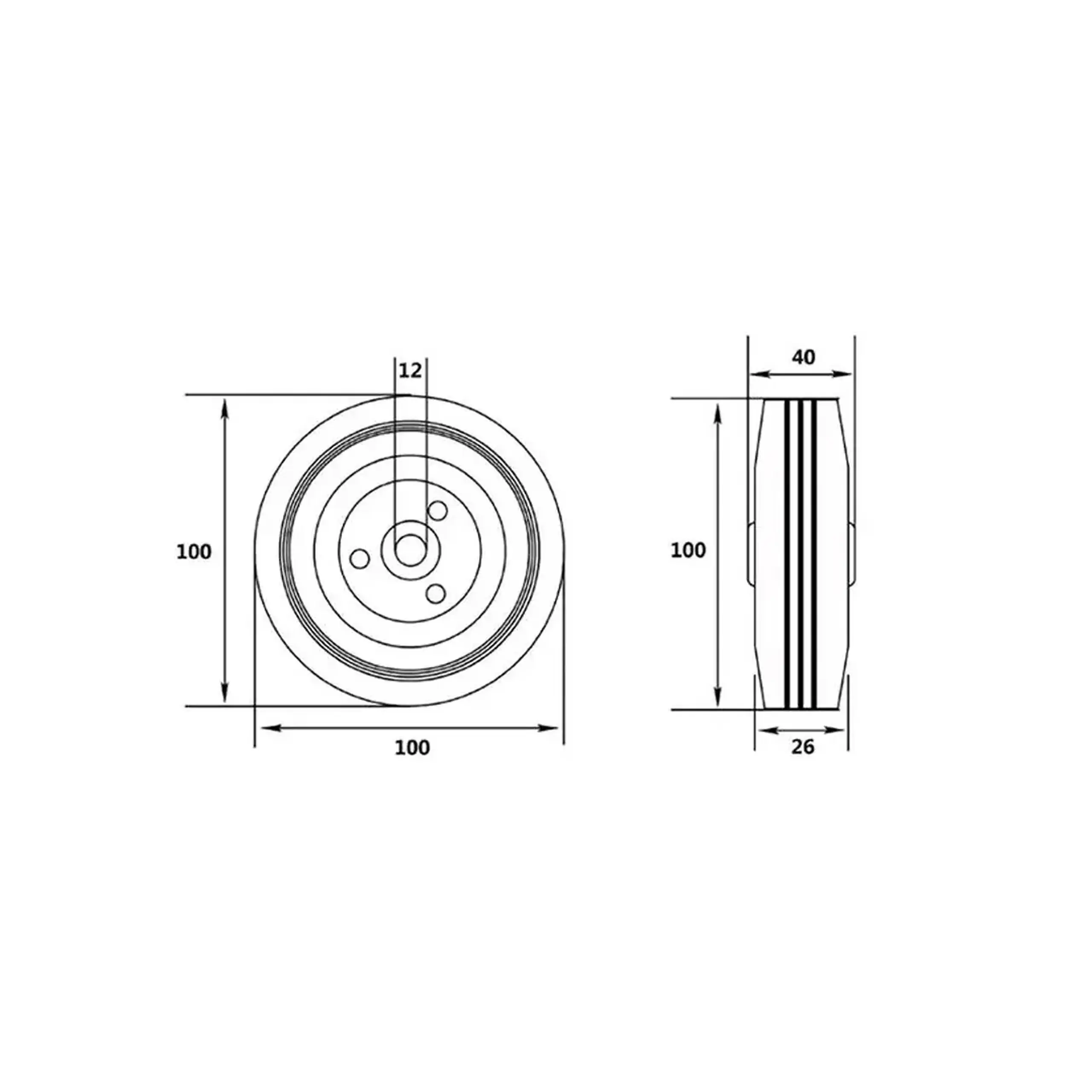 Roată pentru cărucior 100 mm Vorel