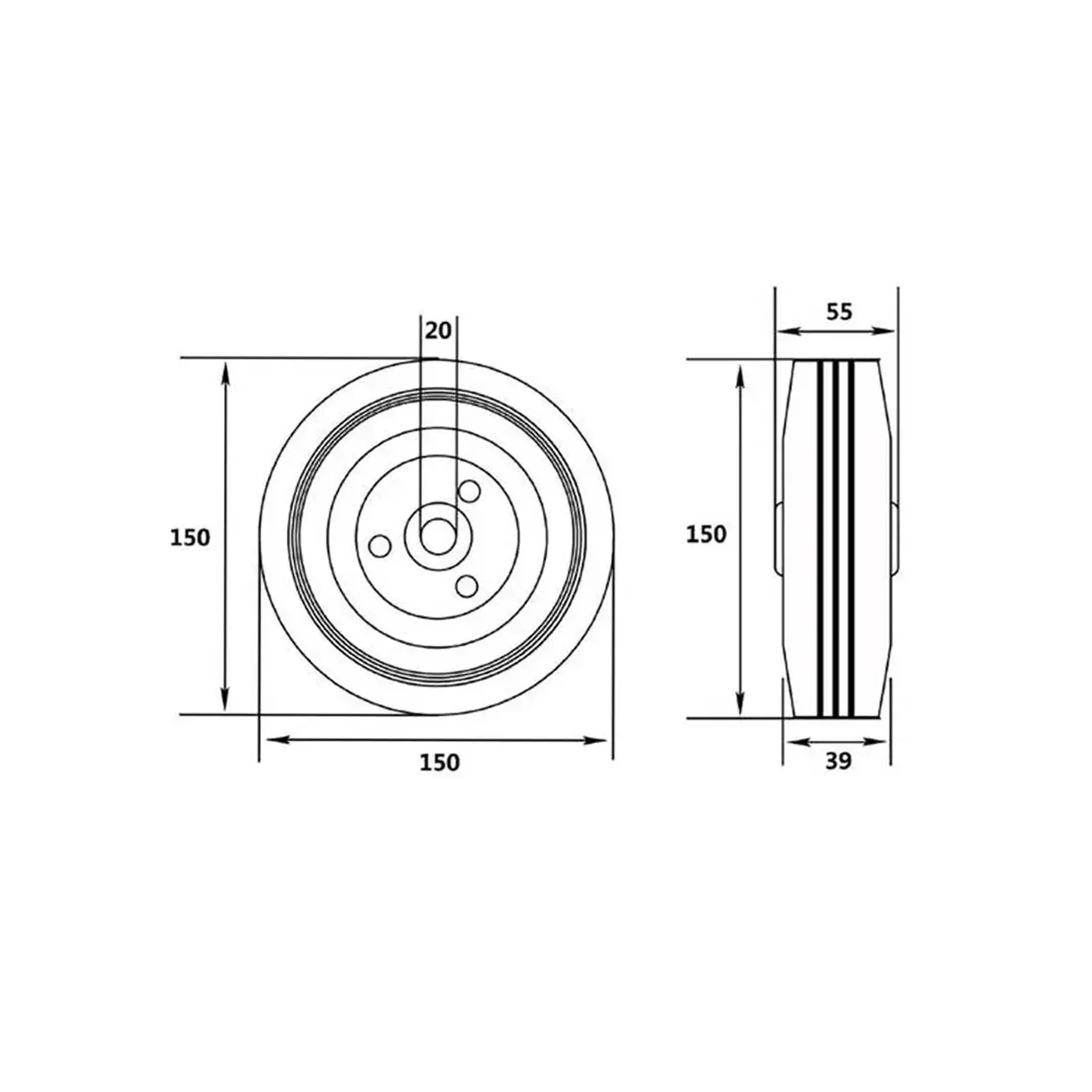 Roată pentru cărucior 150 mm Vorel