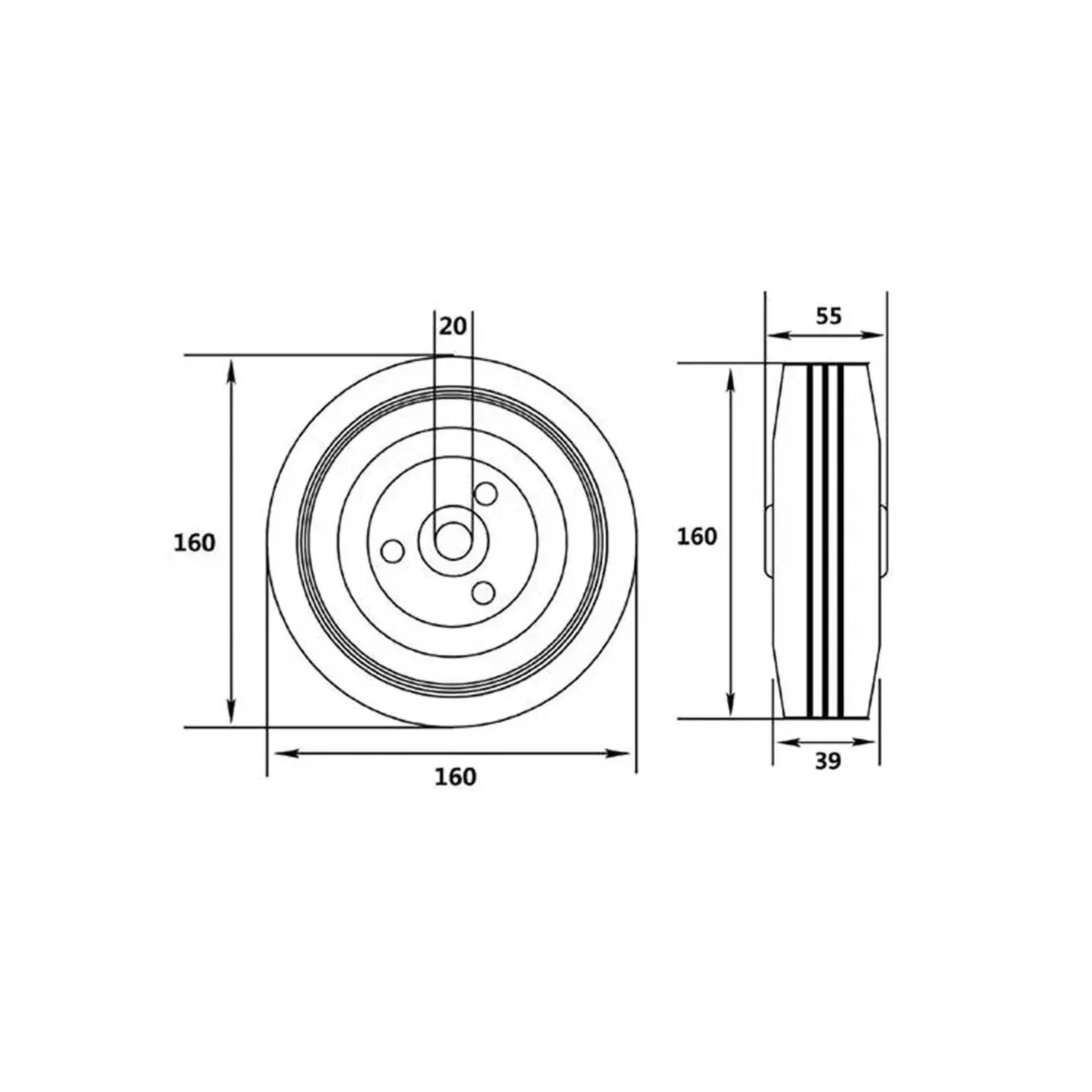 Roată pentru cărucior 160 mm Vorel