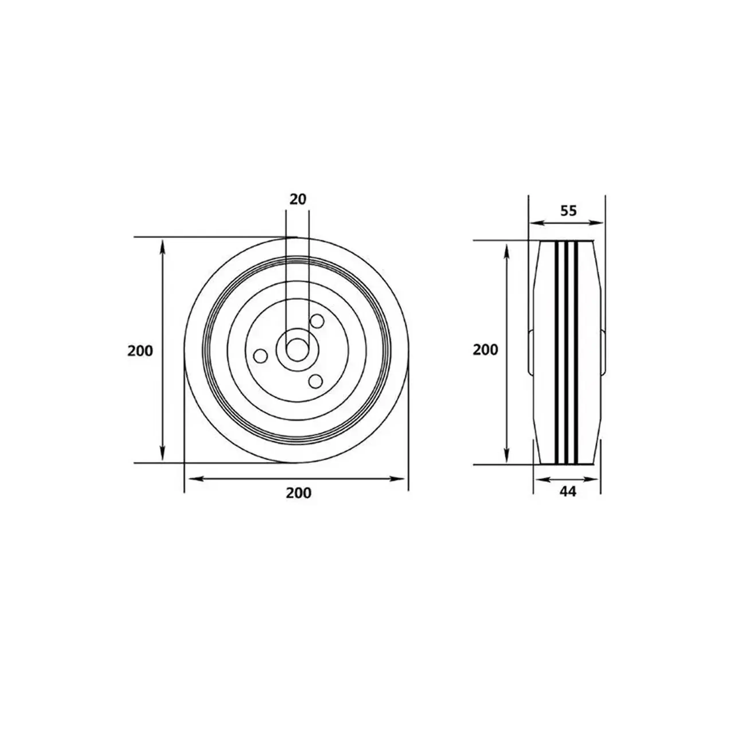 Roată pentru cărucior 200 mm Vorel