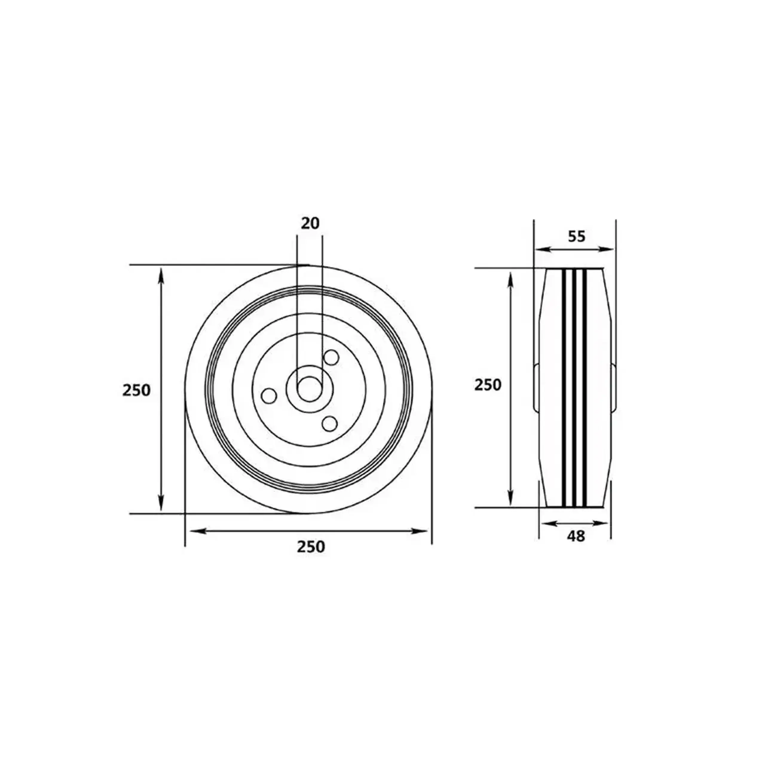 Roată pentru cărucior 100 mm Vorel - Greutatea 2.6 kg