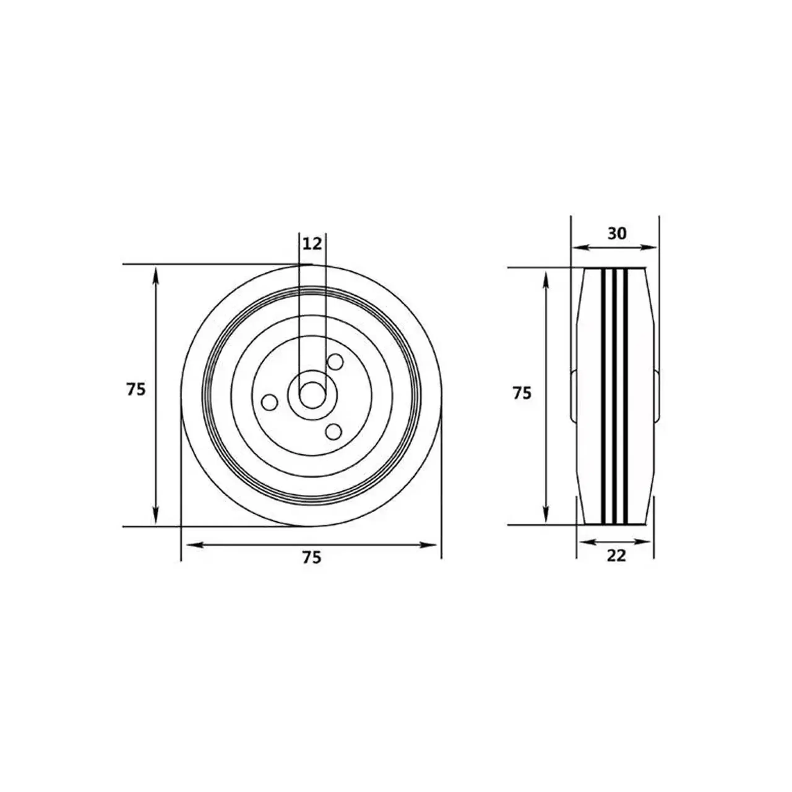 Roată pentru cărucior 75 x 22 x 12 mm Vorel