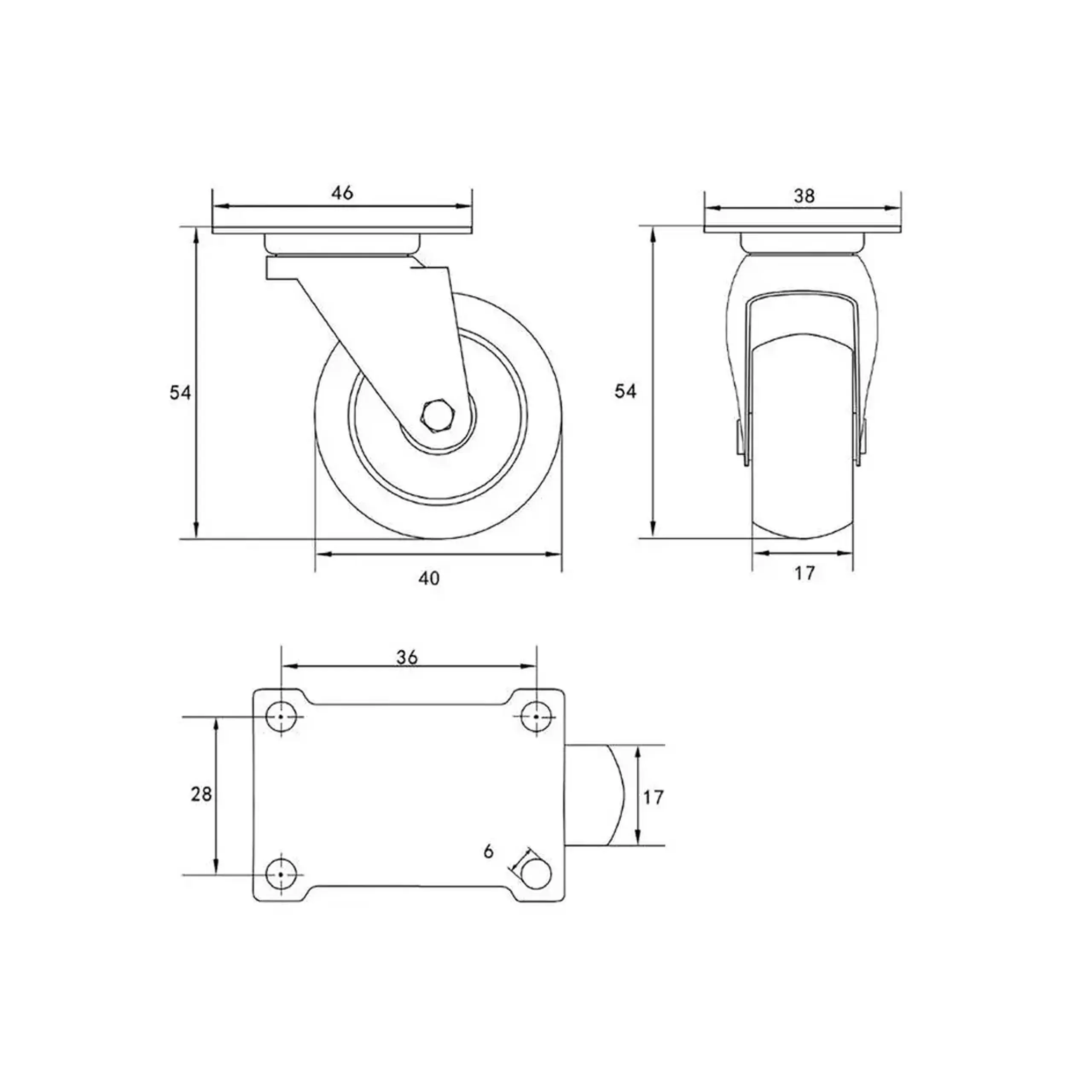 Roată mobilă pentru cărucior 40 mm Vorel