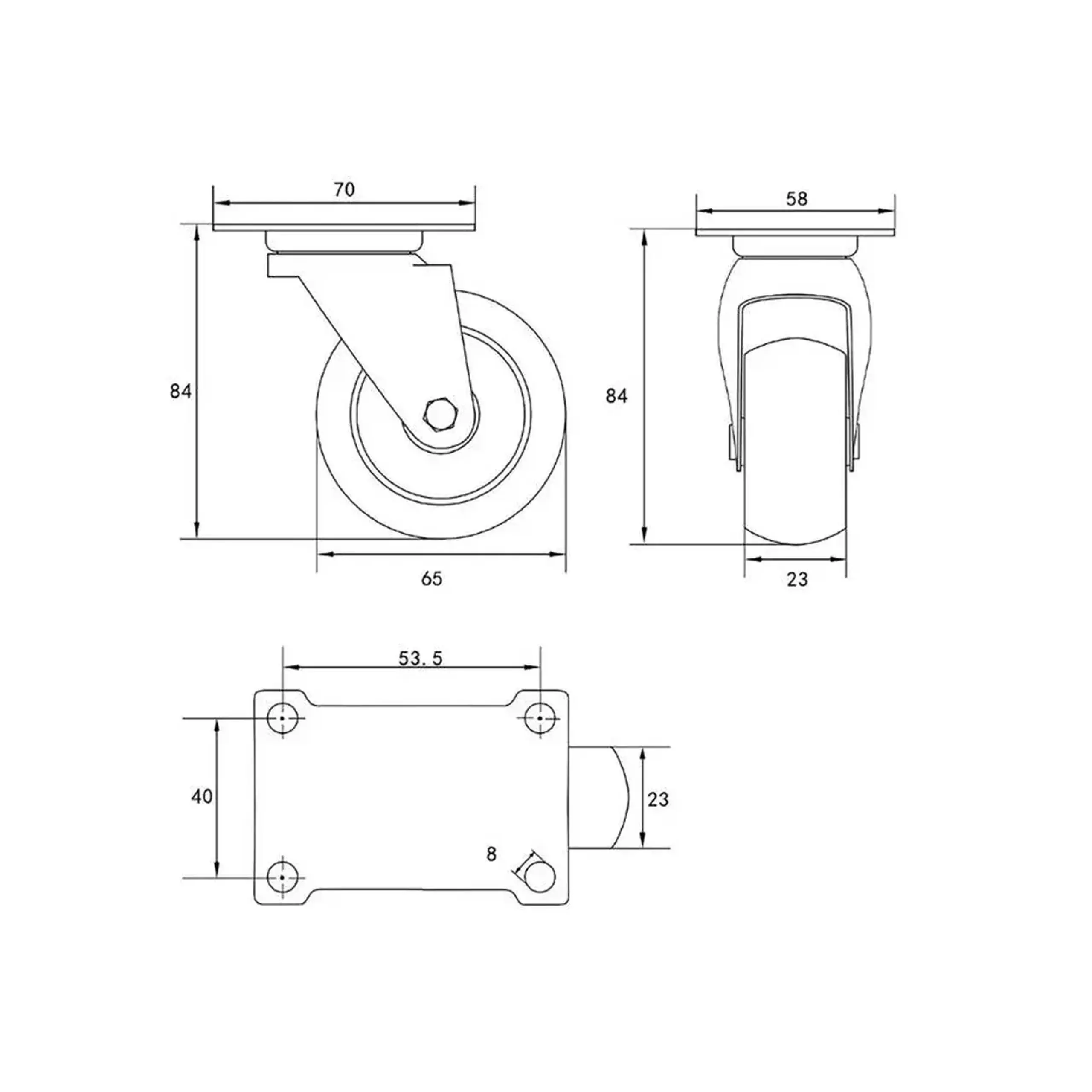 Roată mobilă pentru cărucior 60 mm Vorel