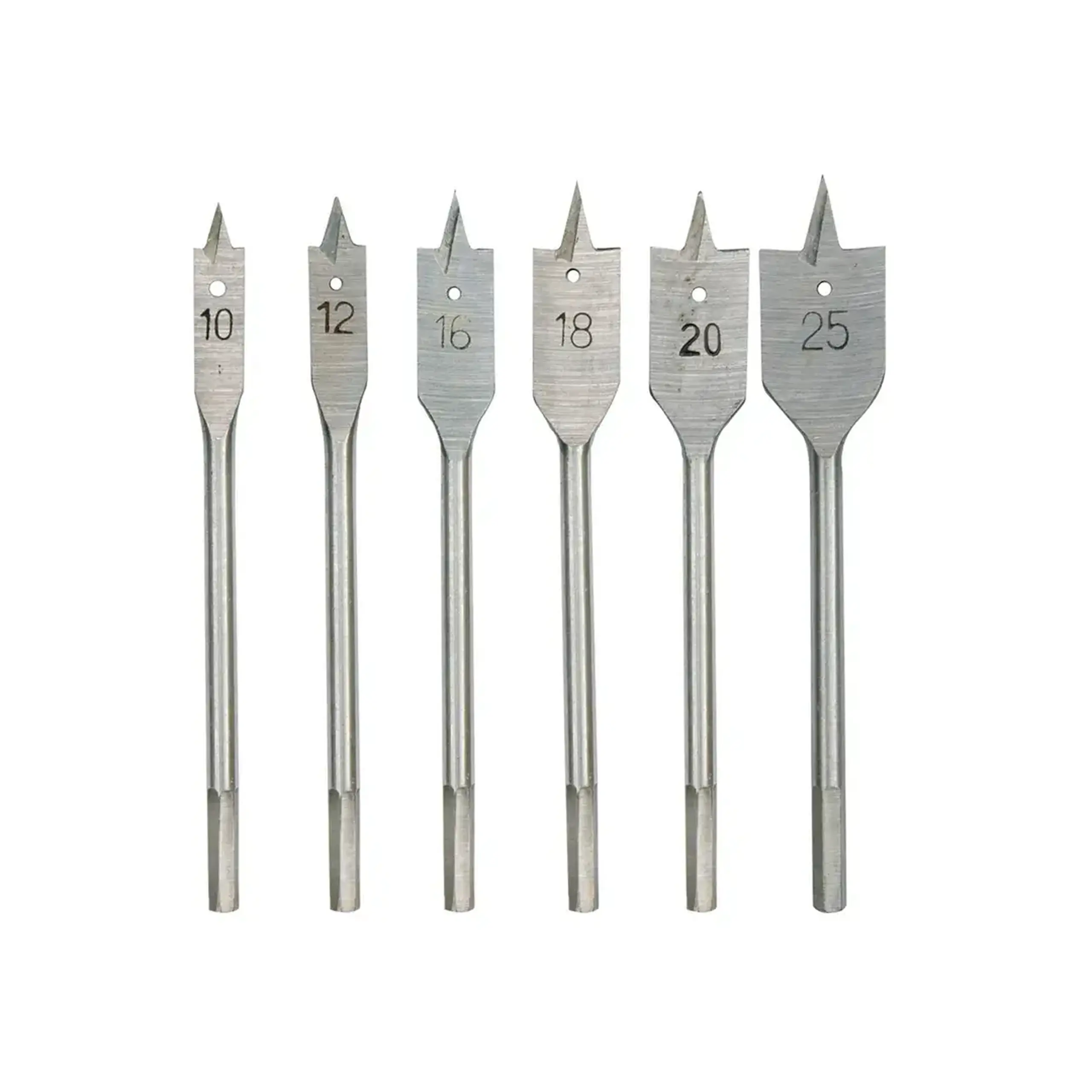Set burghie plate 6 buc. pentru lemn 10 - 25 mm Oțel Hexagonal Toya
