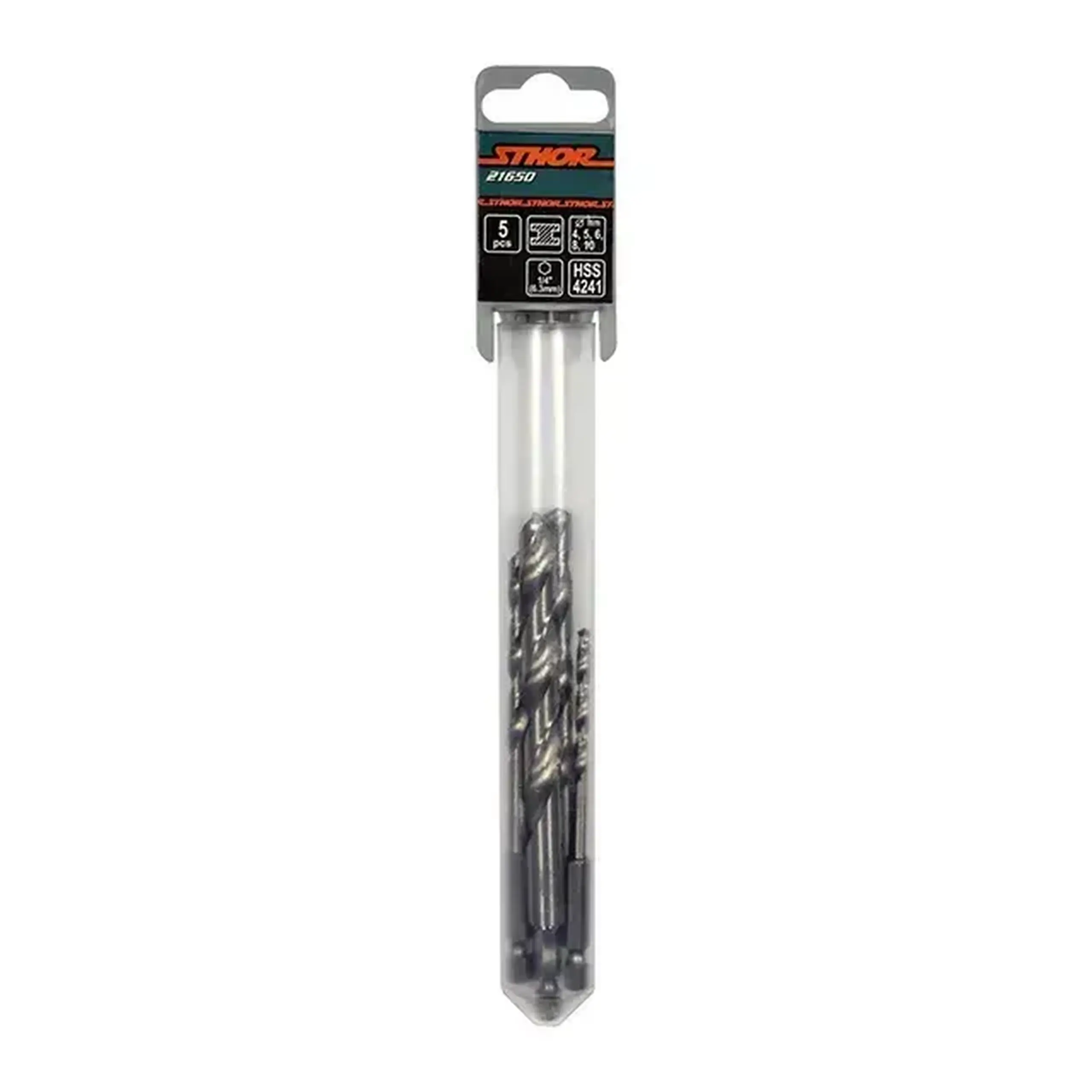 Set burghie 5 buc. pentru metal DIN338 4 - 10 mm Oțel HSS Hexagonal Sthor