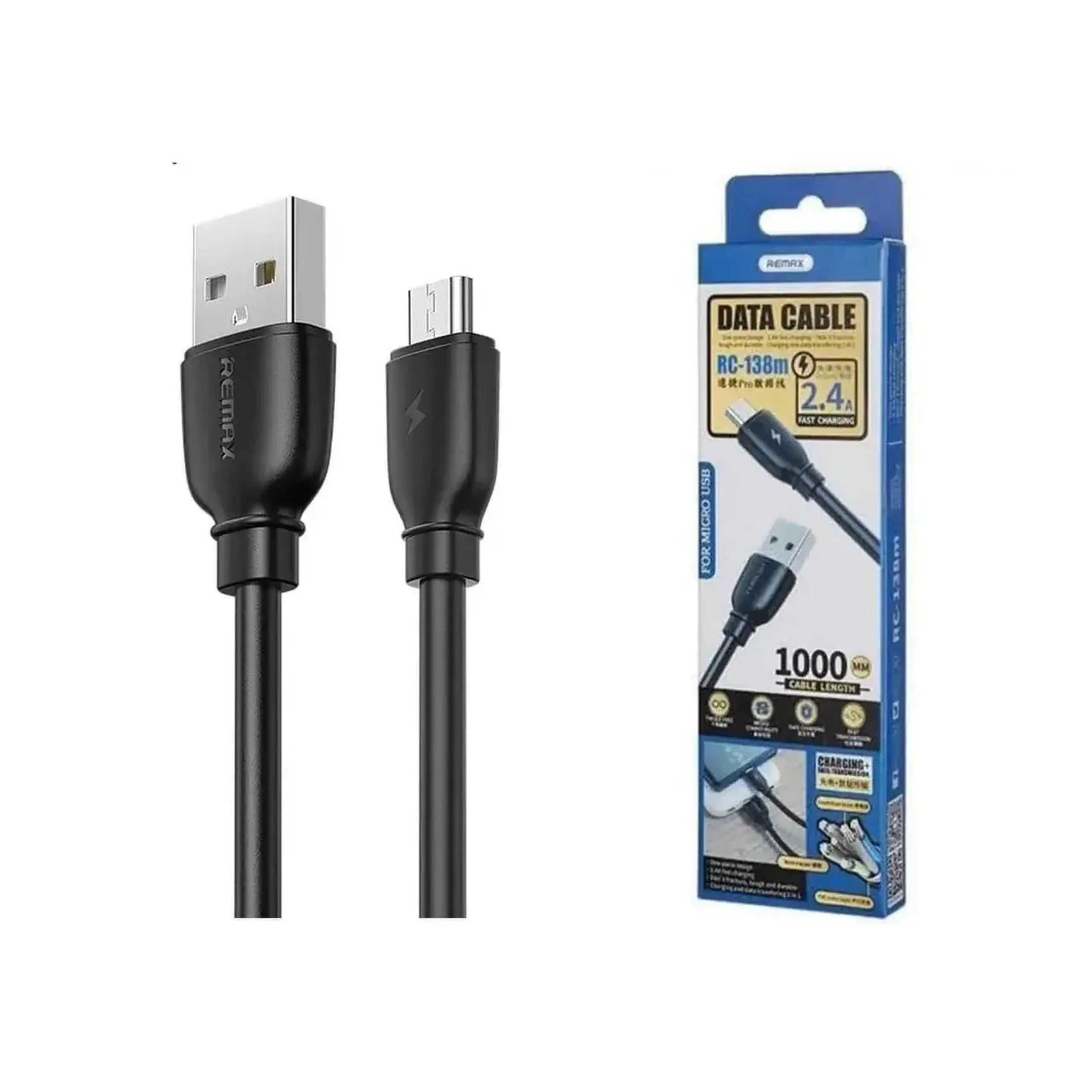 Cablu USB A - MicroUSB 1 m PRO RC-138 Remax - Negru PRO RC-138