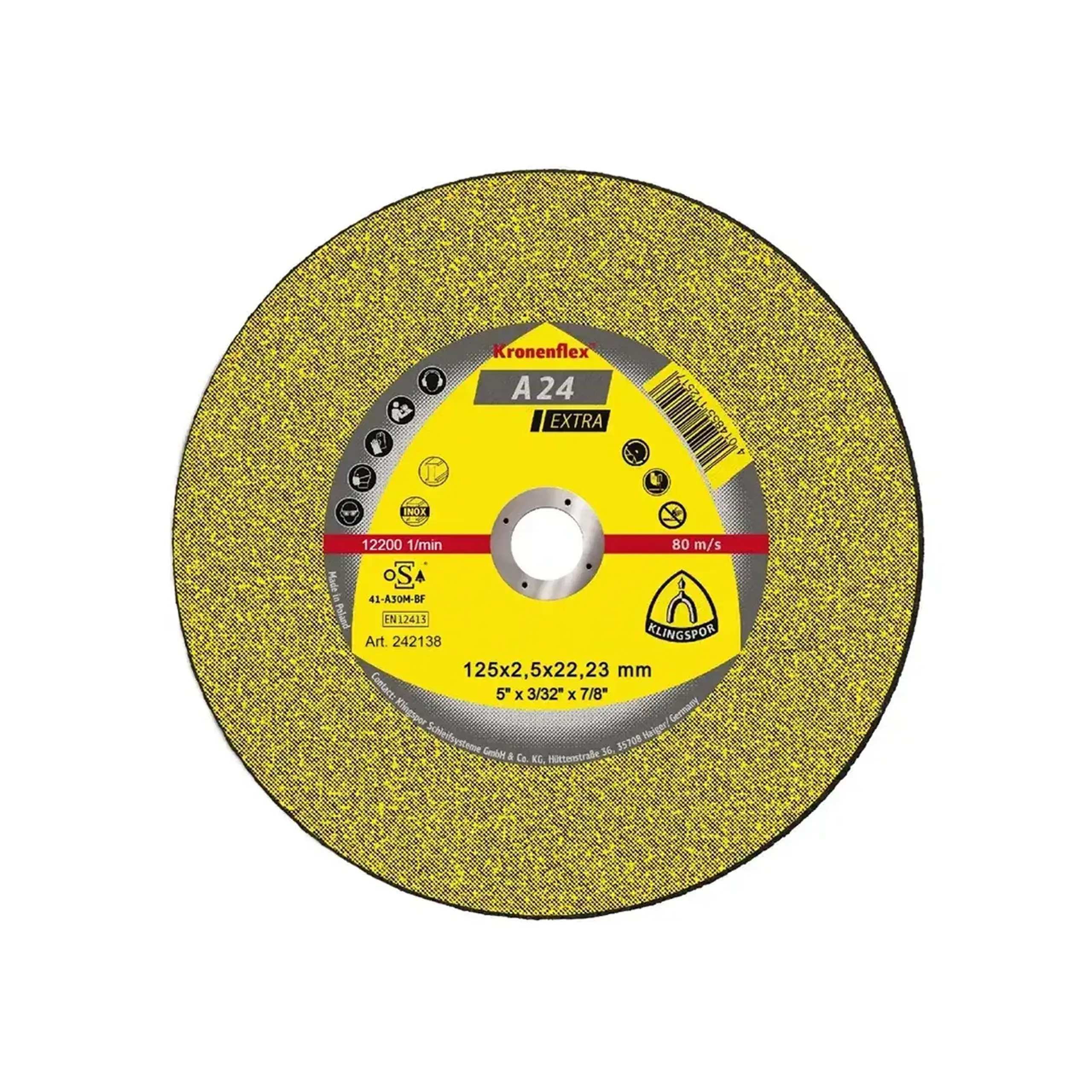 Disc de tăiat pentru metal EXTRA A24 125 * 22 mm Klingspor - Diametru 125 *
