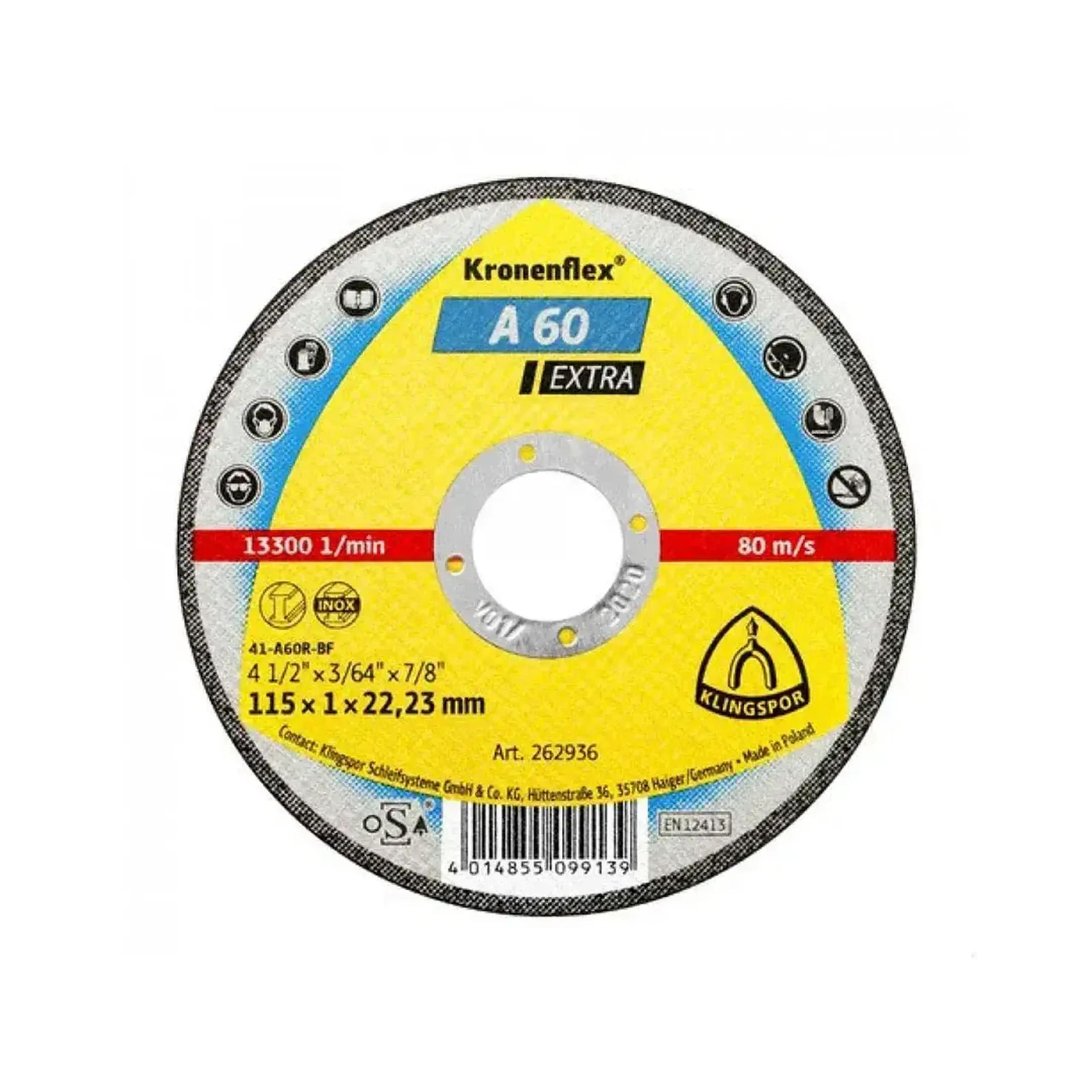 Disc de tăiat pentru metal EXTRA A60 115 * 22 mm Klingspor