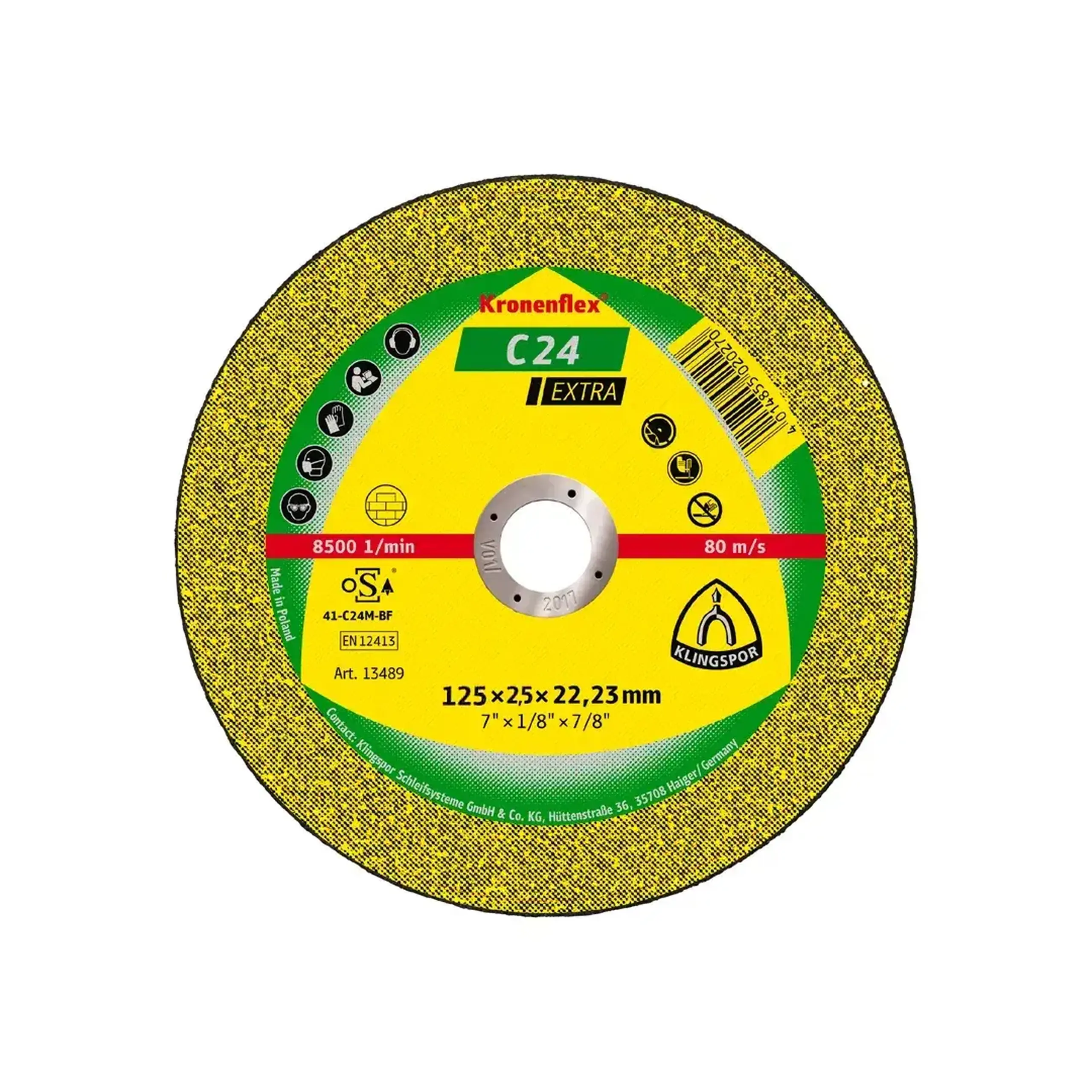 Disc de tăiat pentru beton EXTRA C24 125 * 22.23 mm Klingspor - Diametru 125 *