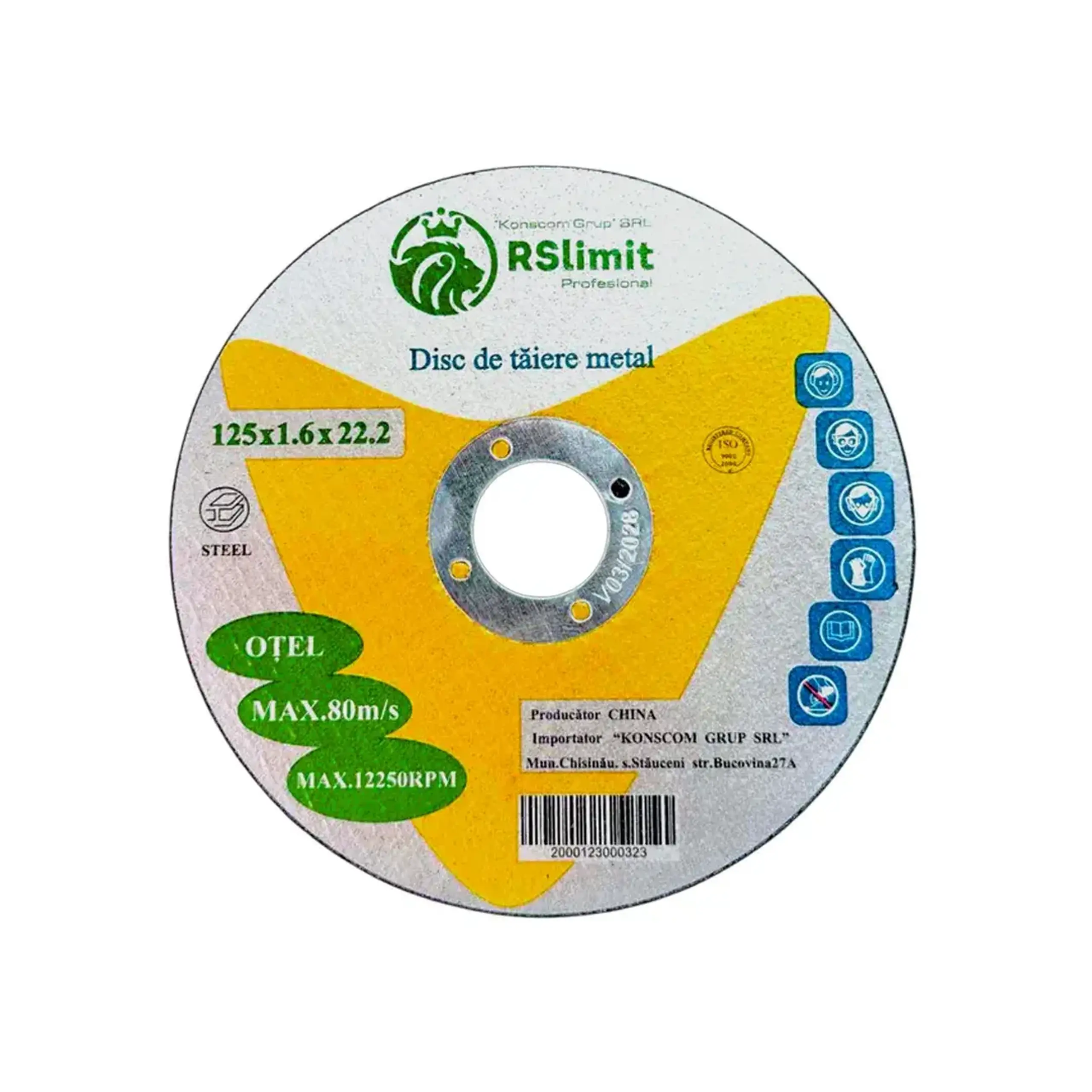 Disc de tăiat pentru metal 125 * 22.2 mm RSlimit - Dimensiuni (L x W x H x Ø) 1.6 mm