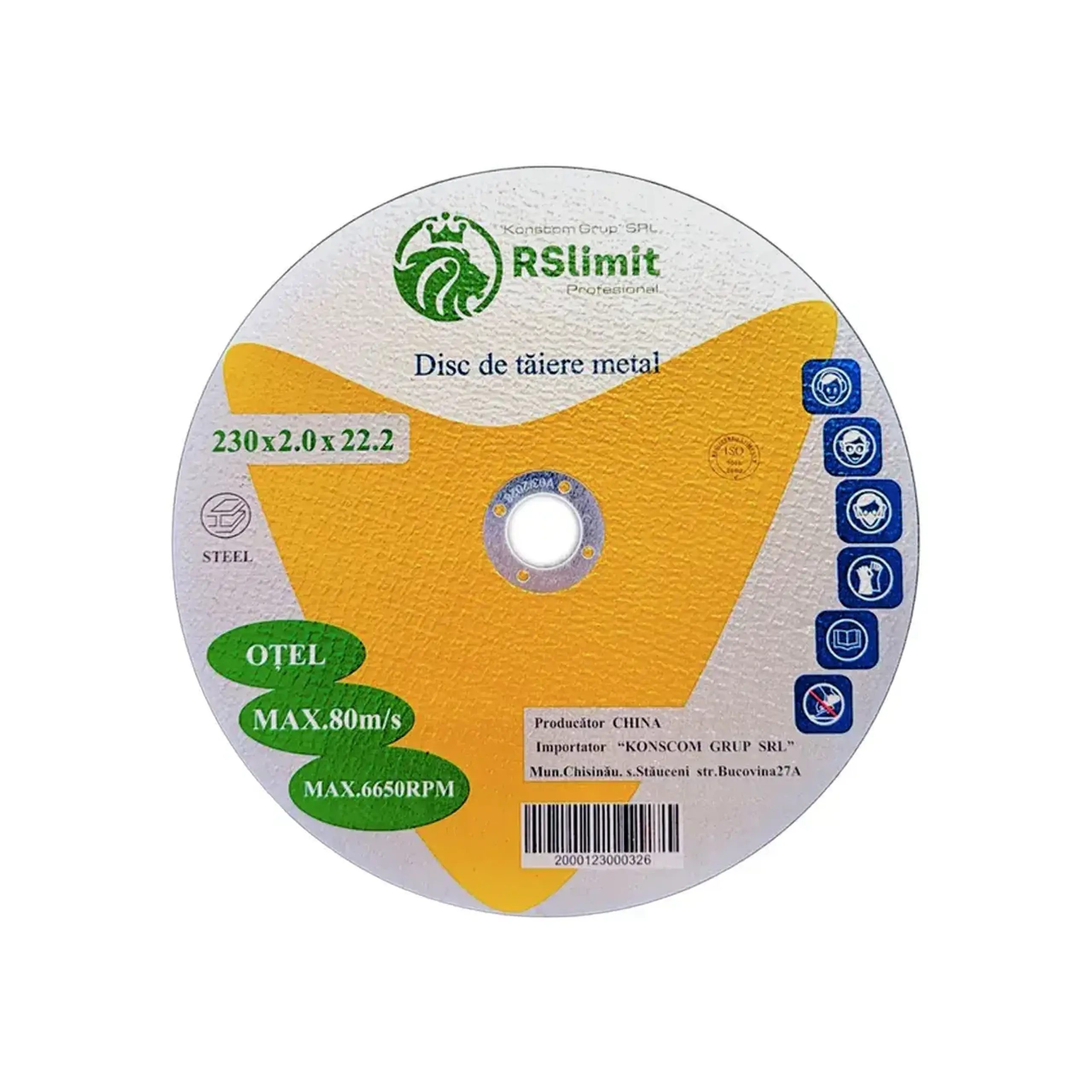 Disc de tăiat pentru metal 125 * 22.2 mm RSlimit - Dimensiuni (L x W x H x Ø) 2 mm
