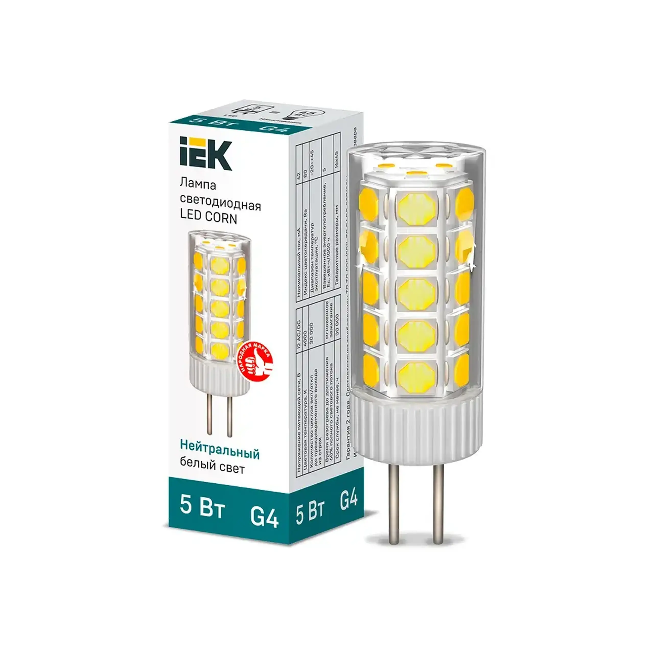 Bec led IEK CORN 3 W G4 3000 K 285 lm 12 V - 4000 K (K) 475 lm (lm)