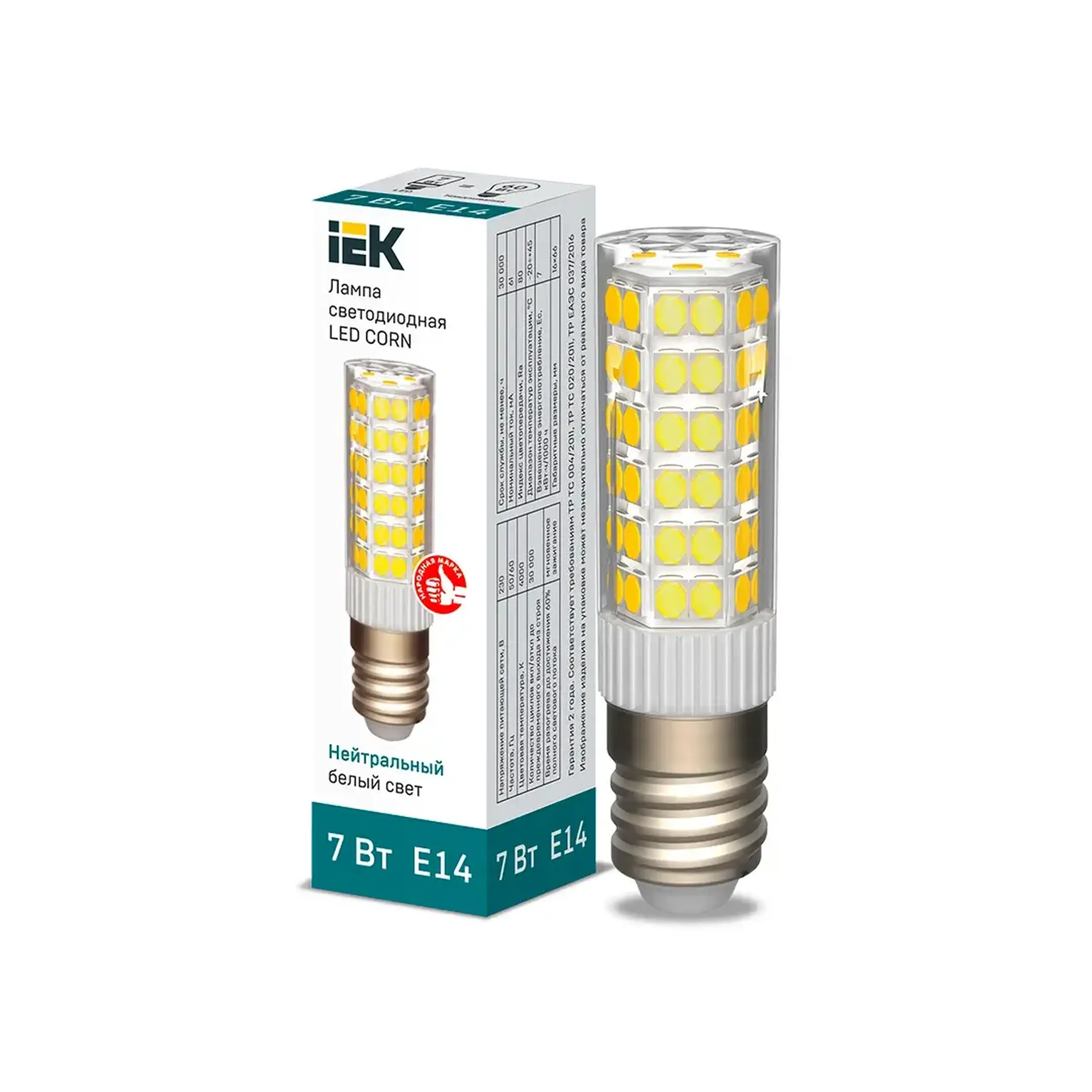 Bec led IEK CORN 5 W E14 3000 K 475 lm 220 - 240 V - 4000 K (K) 665 lm (lm)