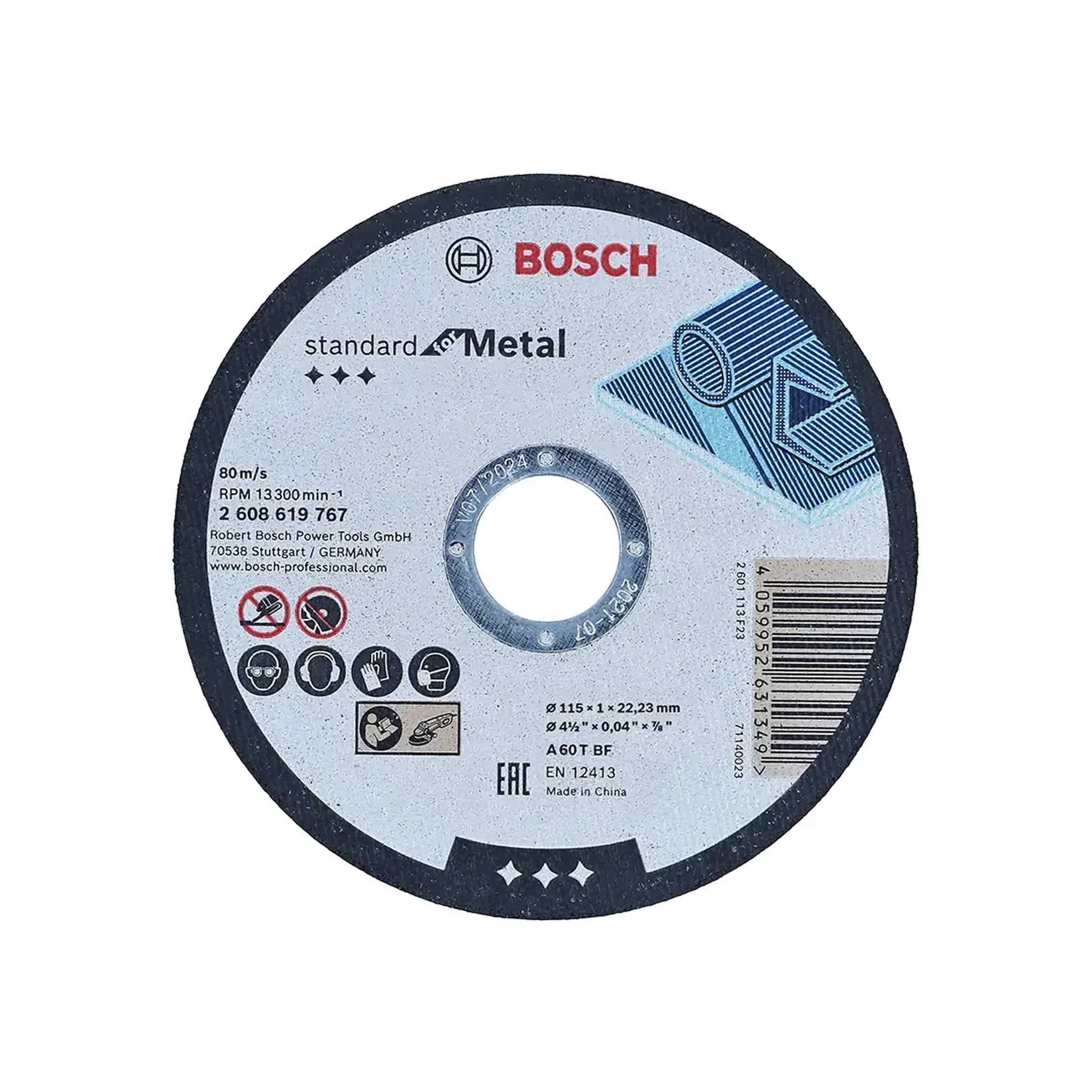 Disc de tăiat pentru metal Standard 115 * 22.23 mm Bosch - 1 mm (L x W x H x Ø) 115 *
