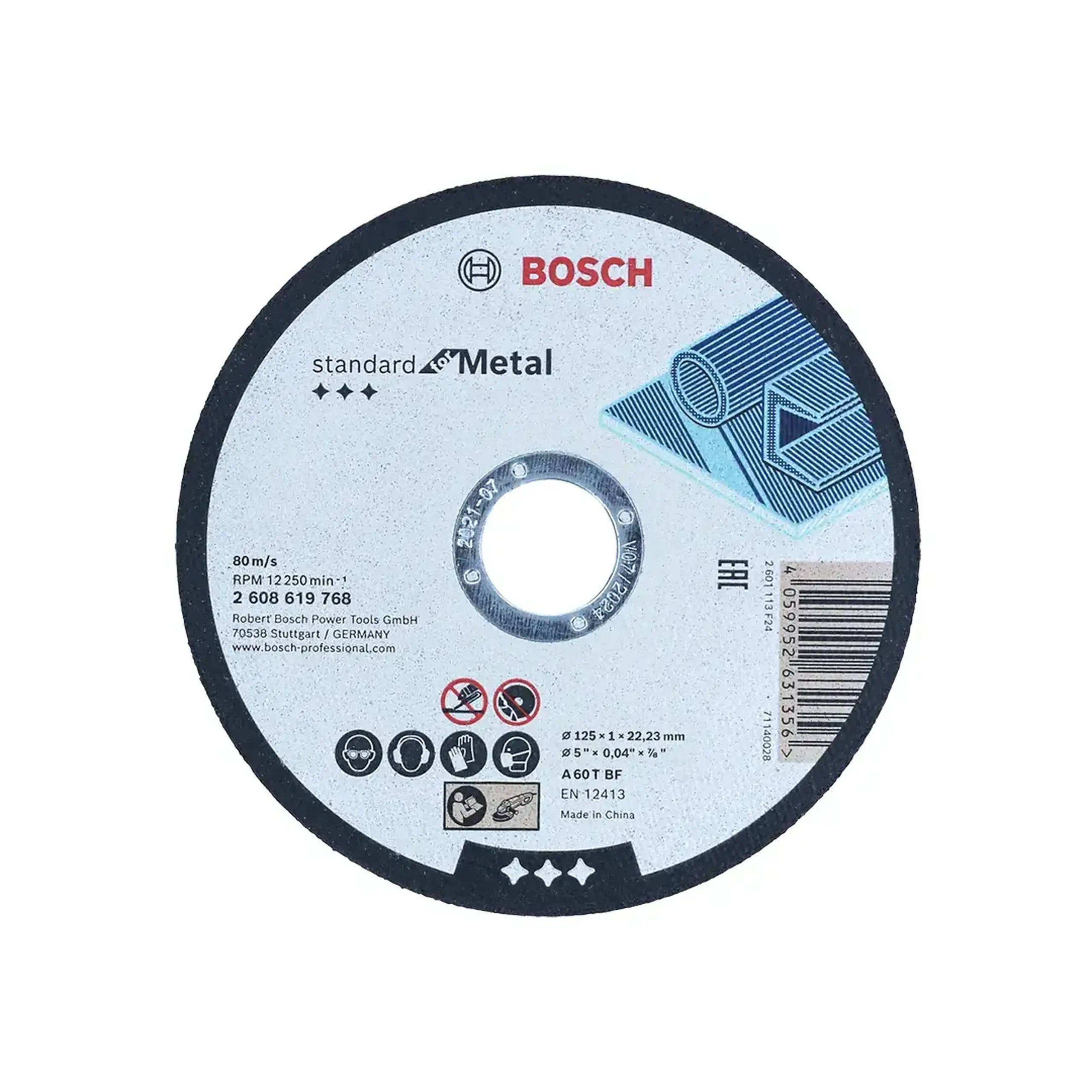 Disc de tăiat pentru metal Standard 115 * 22.23 mm Bosch - 1 mm (L x W x H x Ø) 125 *