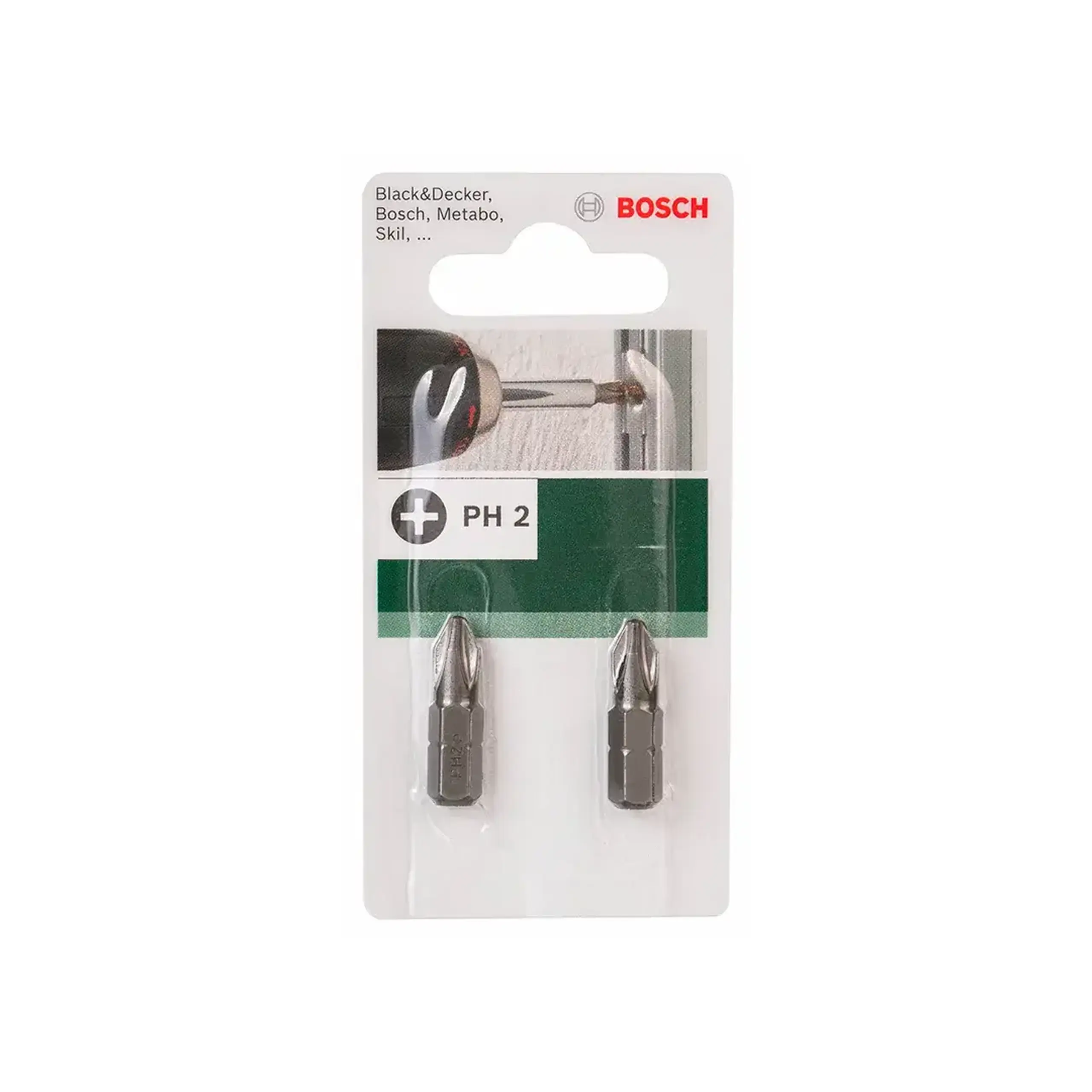 Set biți 2 buc. PH2 1/4" 25 mm Bosch - 2 buc. Oțel S2