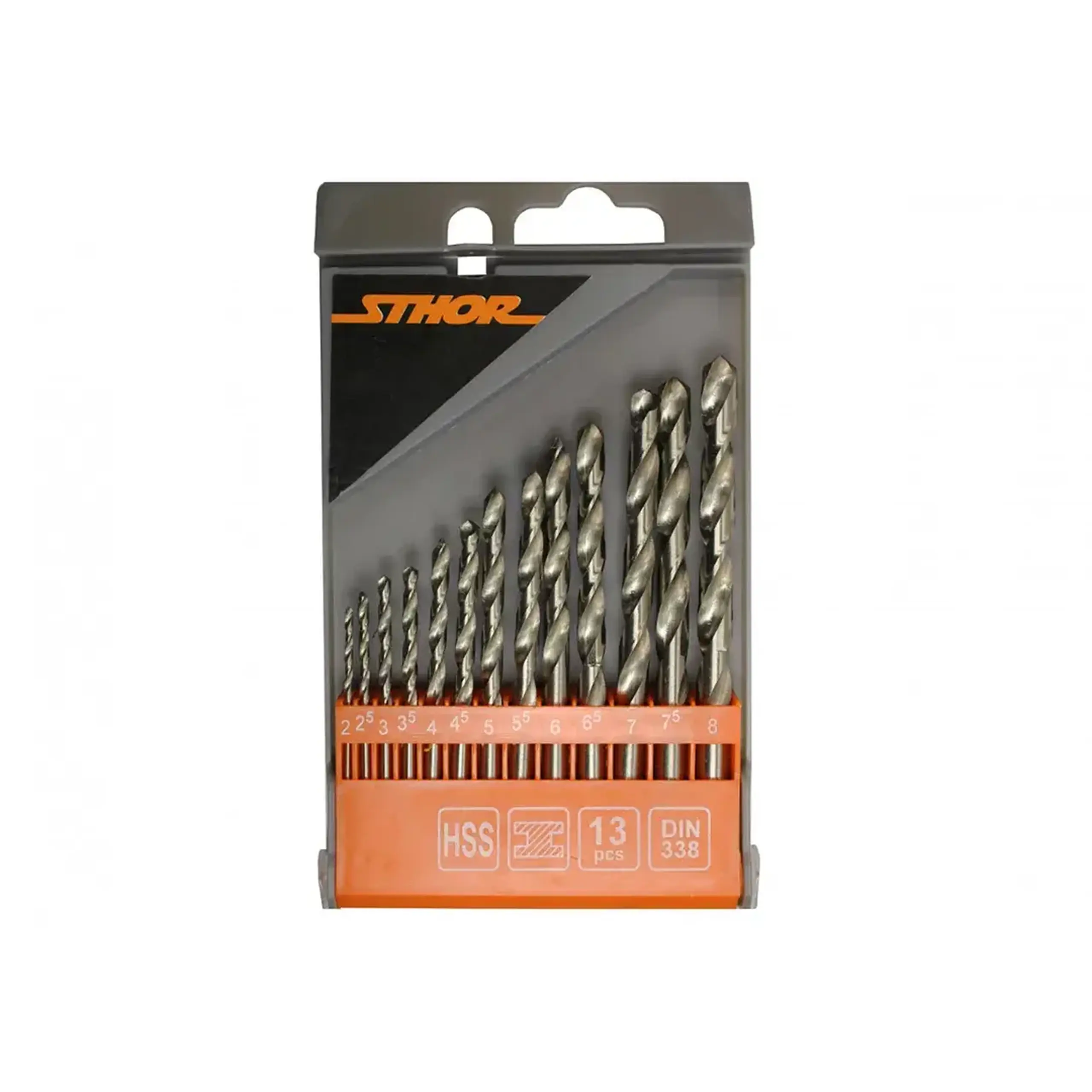 Set burghie 13 buc. pentru metal DIN338 2 - 8 mm Oțel HSS Cilindric Sthor