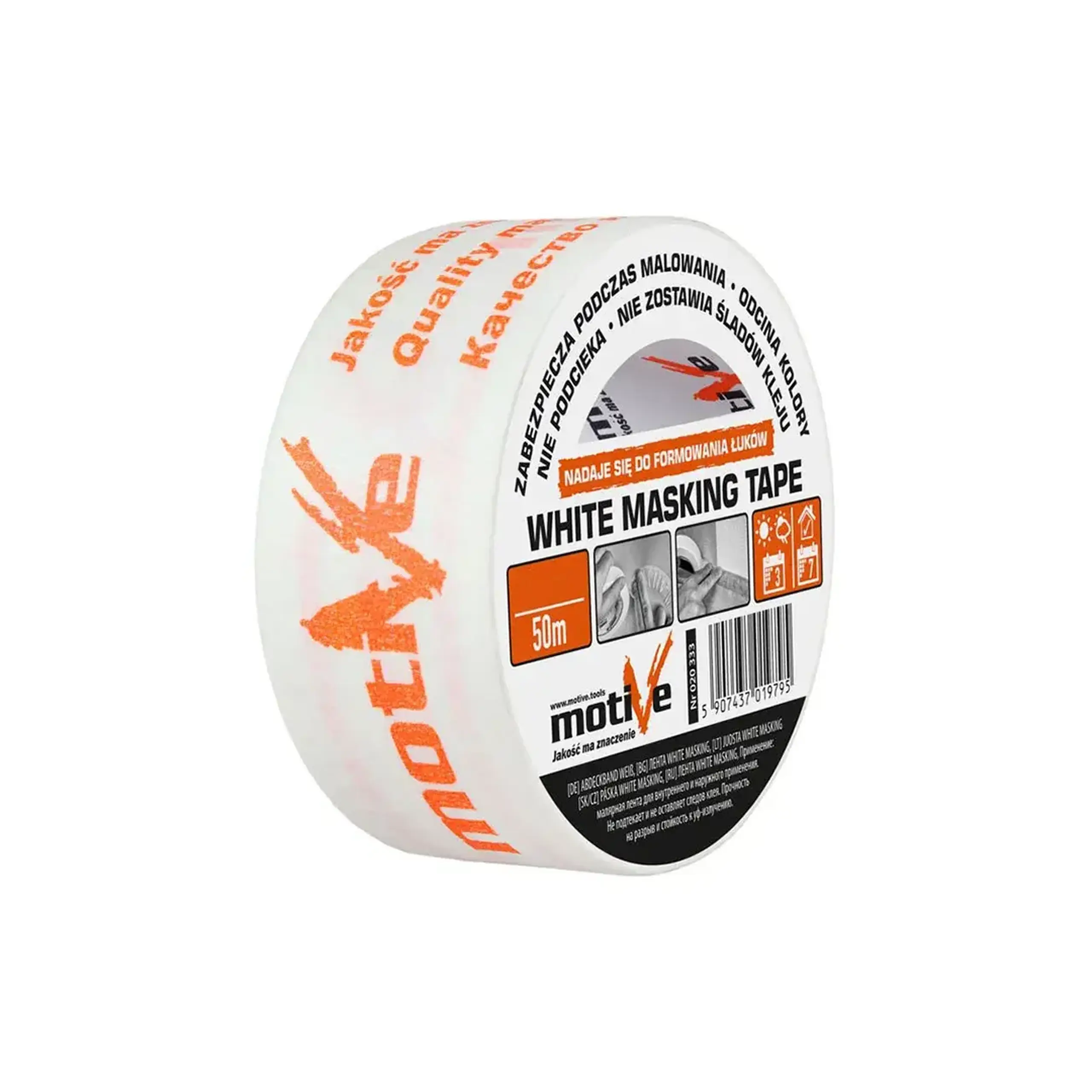 Bandă adezivă mascare Motive 020332 50 m x 38 mm alb - Model 020334