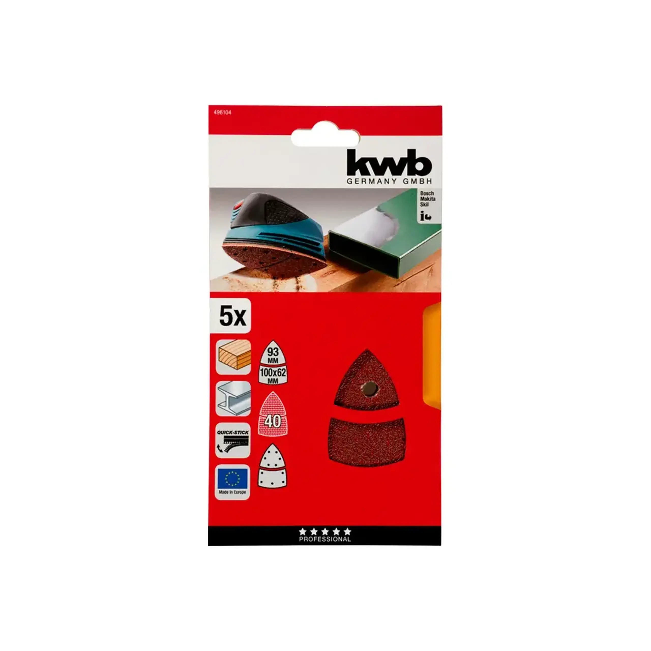 Hârtie abrazivă QUICK-STICK P60 100 x 62, 93 mm 5 buc. KWB