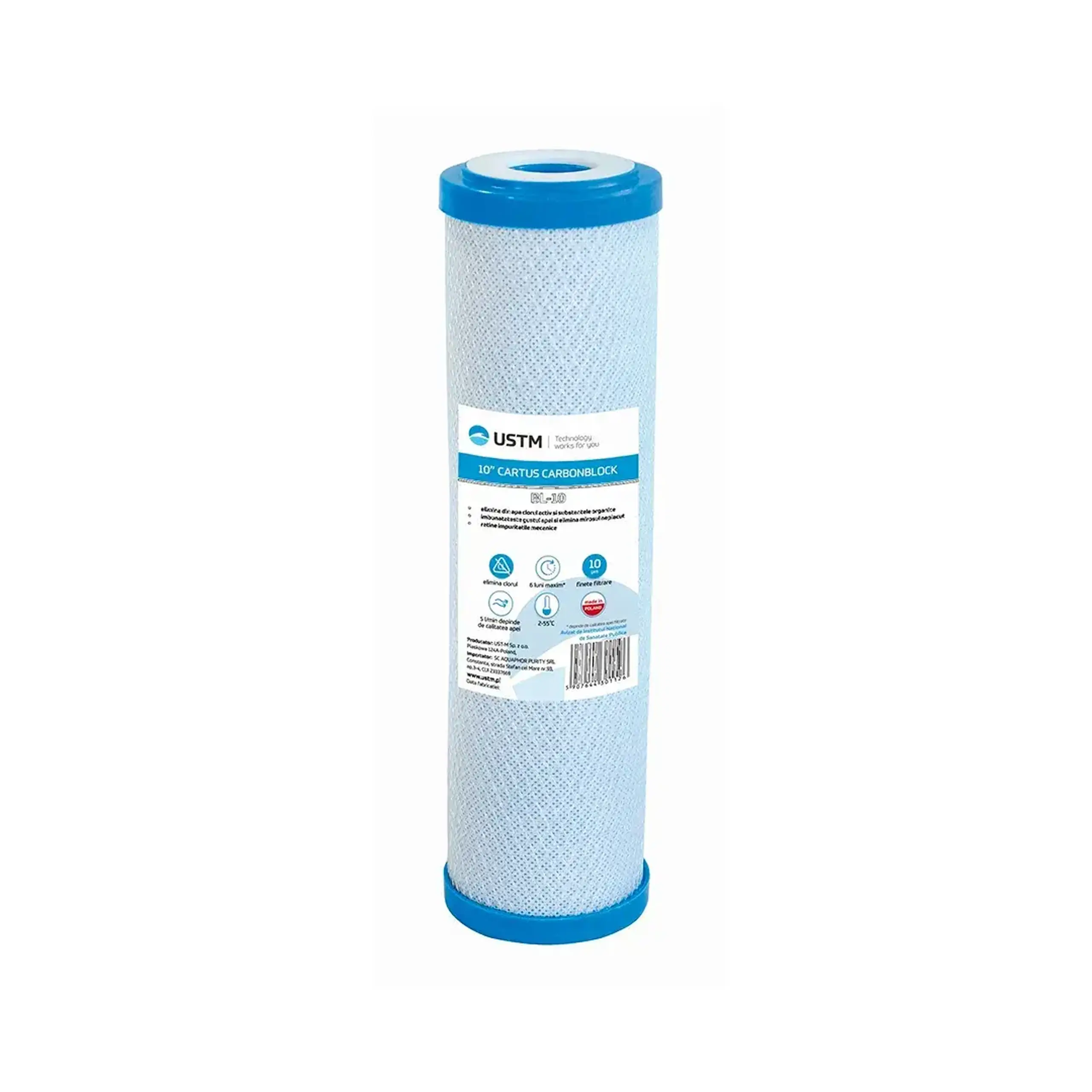 Cartuș filtru de apă cu carbune activ presat BL-5 5 microni USTM - Model BL-10