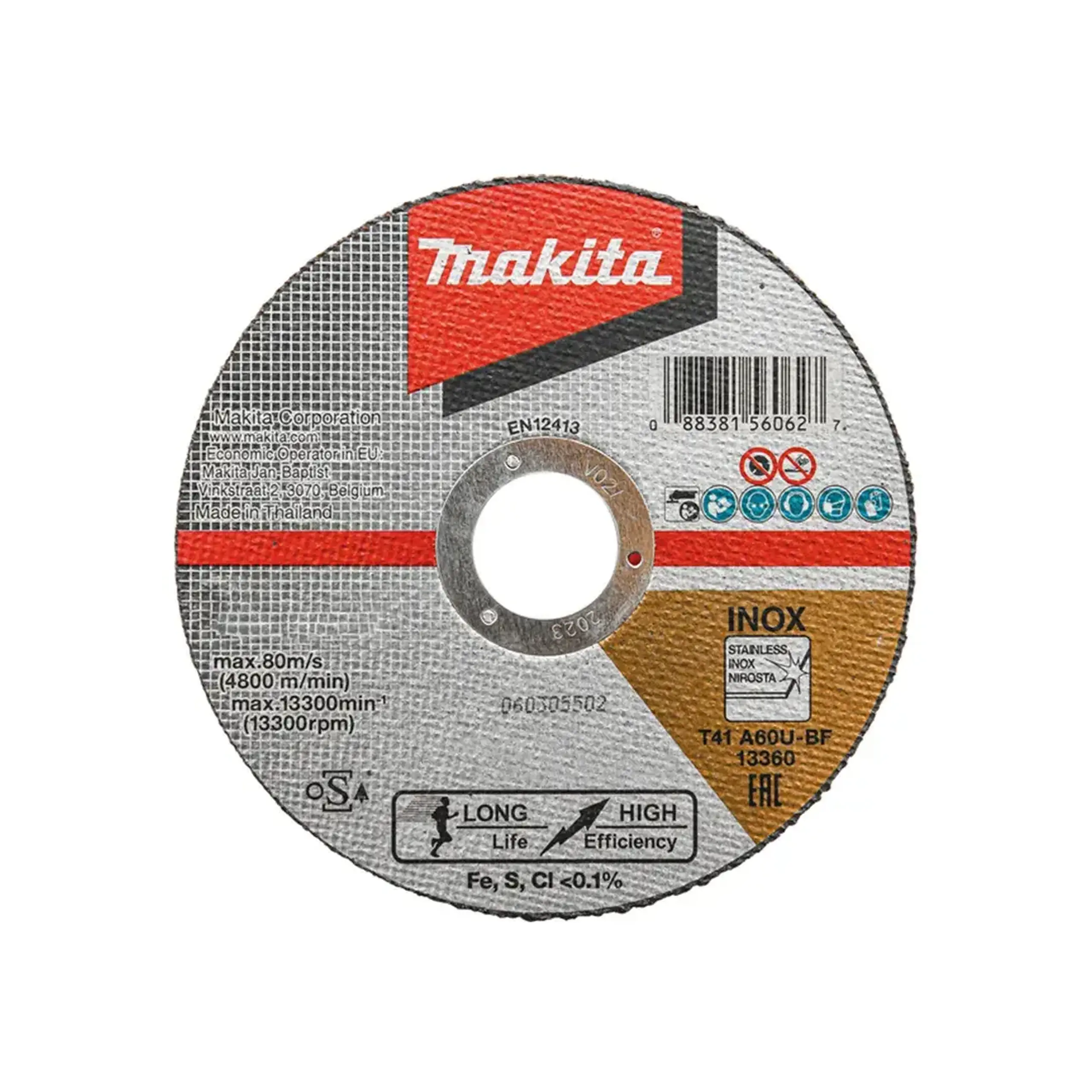 Disc de tăiat pentru inox 125 * 22 mm Makita - Diametru 230 *
