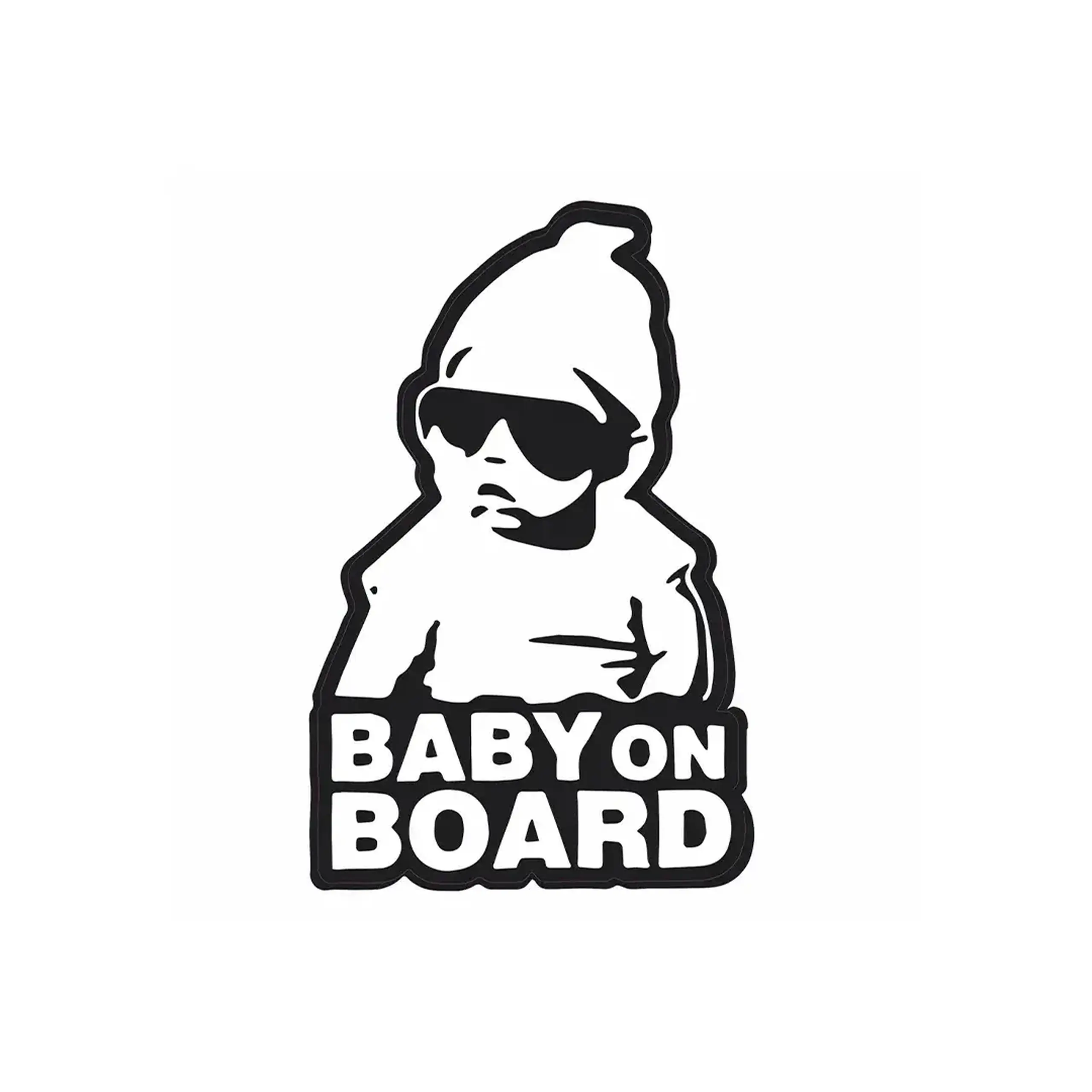 Autocolant "Baby on board" 105 x 165 mm alb/Negru