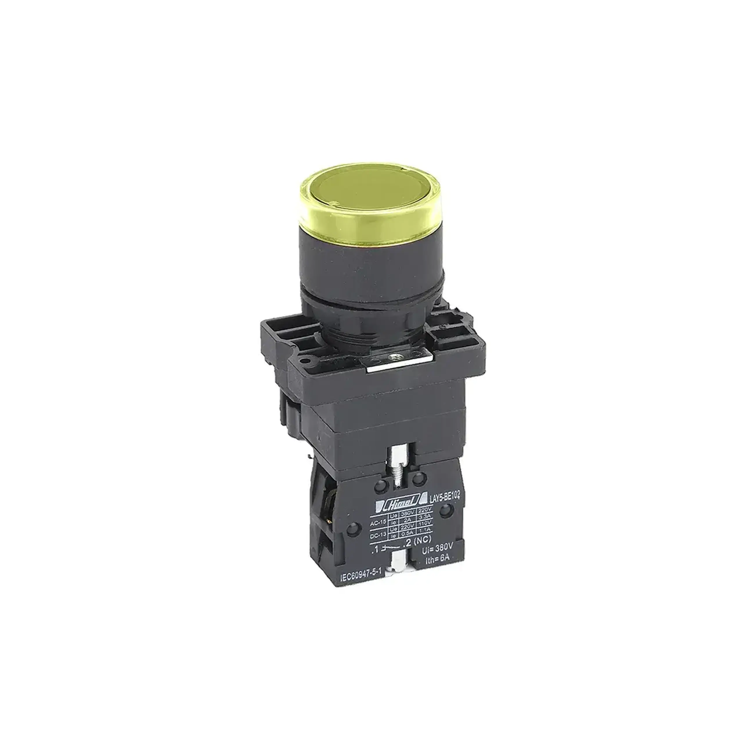 Buton cu iluminare Himel HLAY2EW3561B 1 NO 24 V 6 A IP40 galben