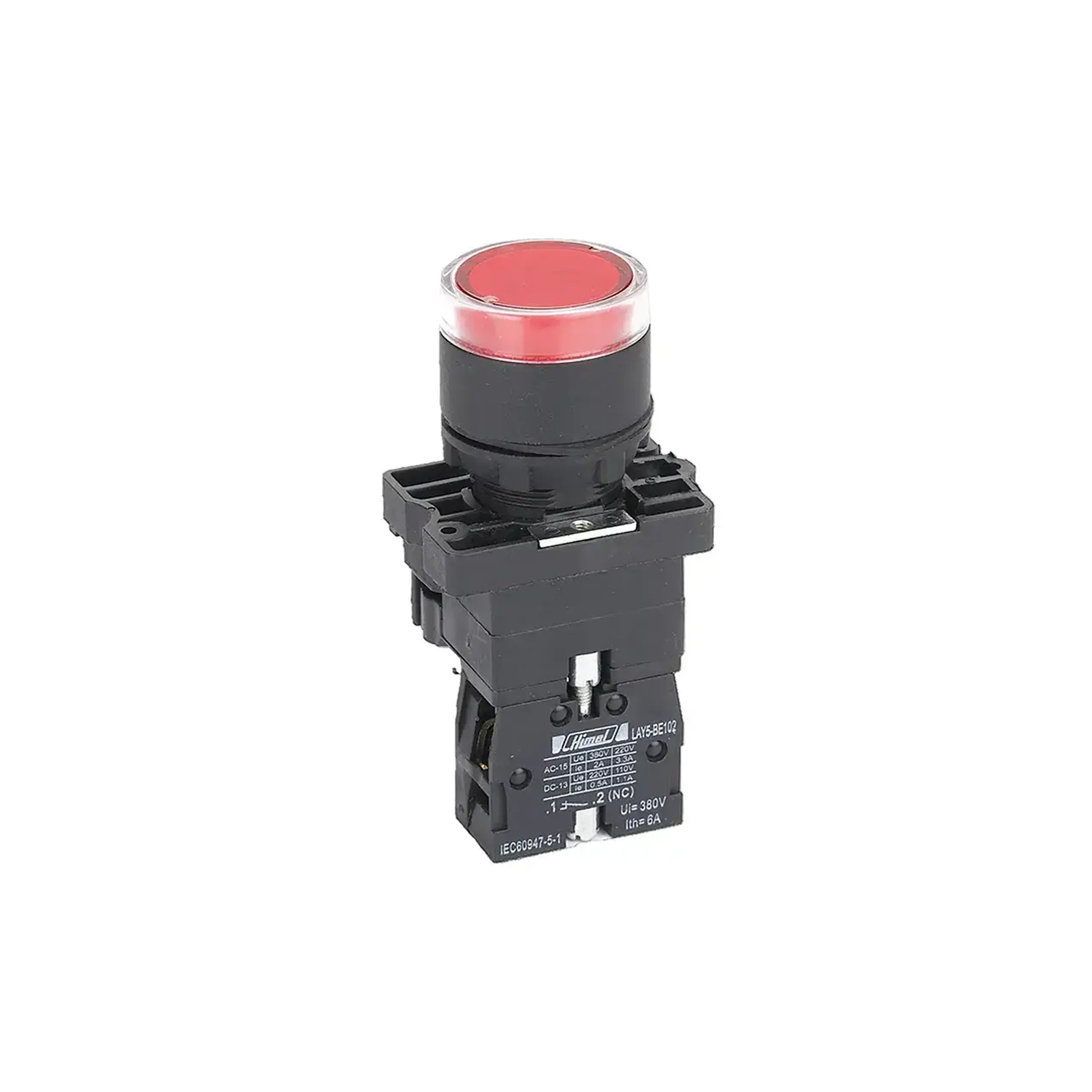 Buton cu iluminare Himel HLAY2EW3462B 1 NO 24 V 6 A IP40 roșu