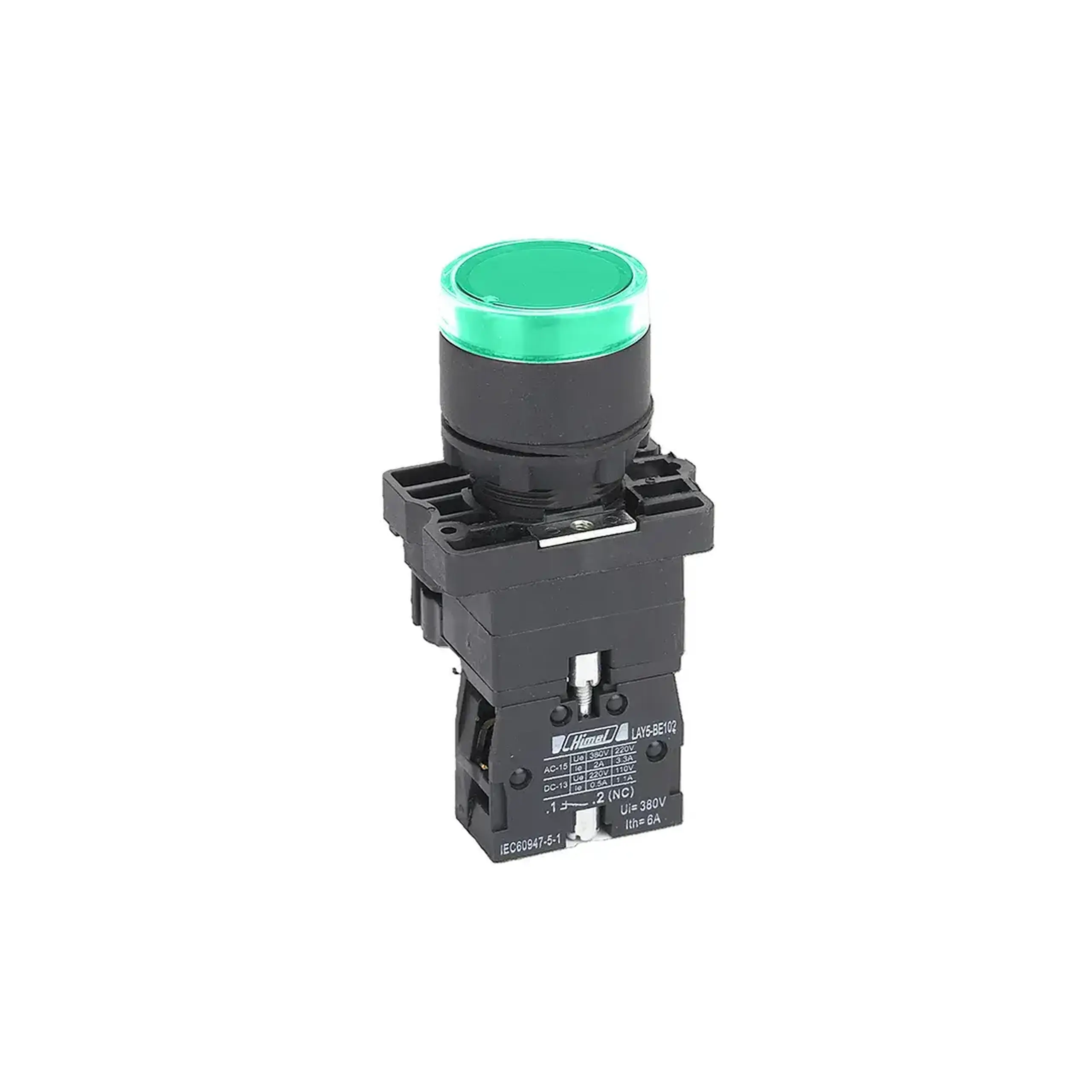 Buton cu iluminare Himel HLAY2EW3361B 1 NO 24 V 6 A IP40 verde