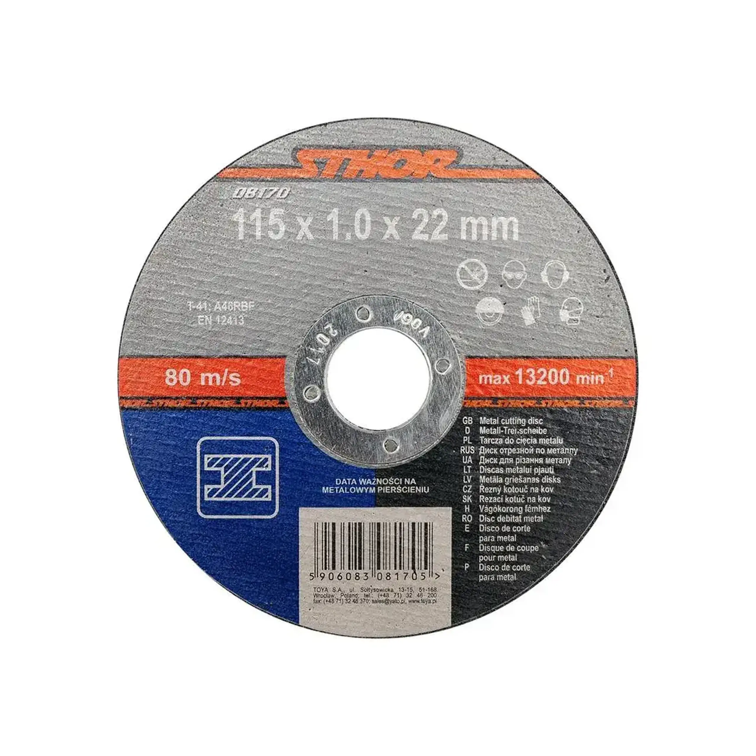 Disc de tăiat pentru metal 115 * 22 mm Sthor - Diametru 115 *