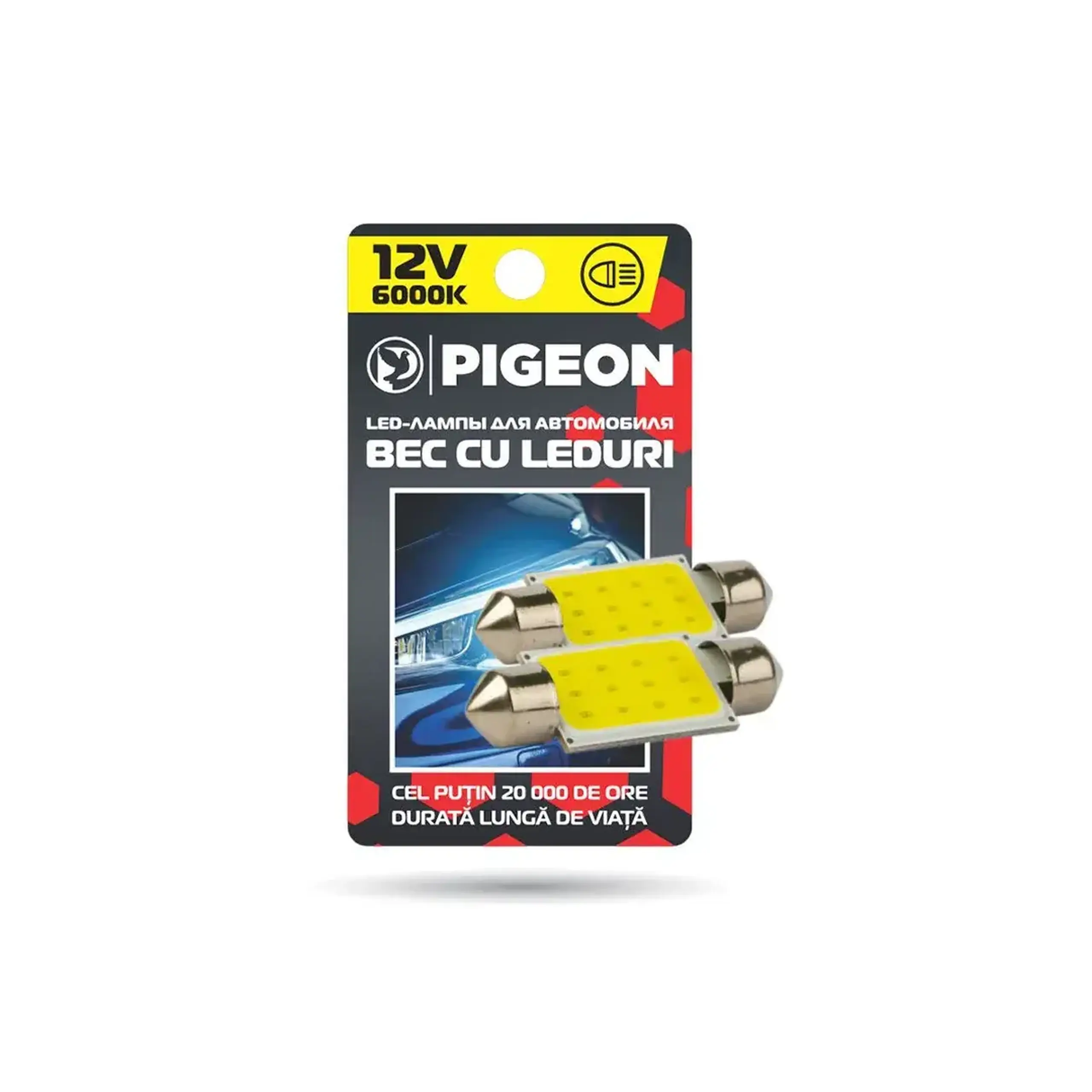 Bec auto LED pentru salon 12 LED 6000 K 12 V Pigeon