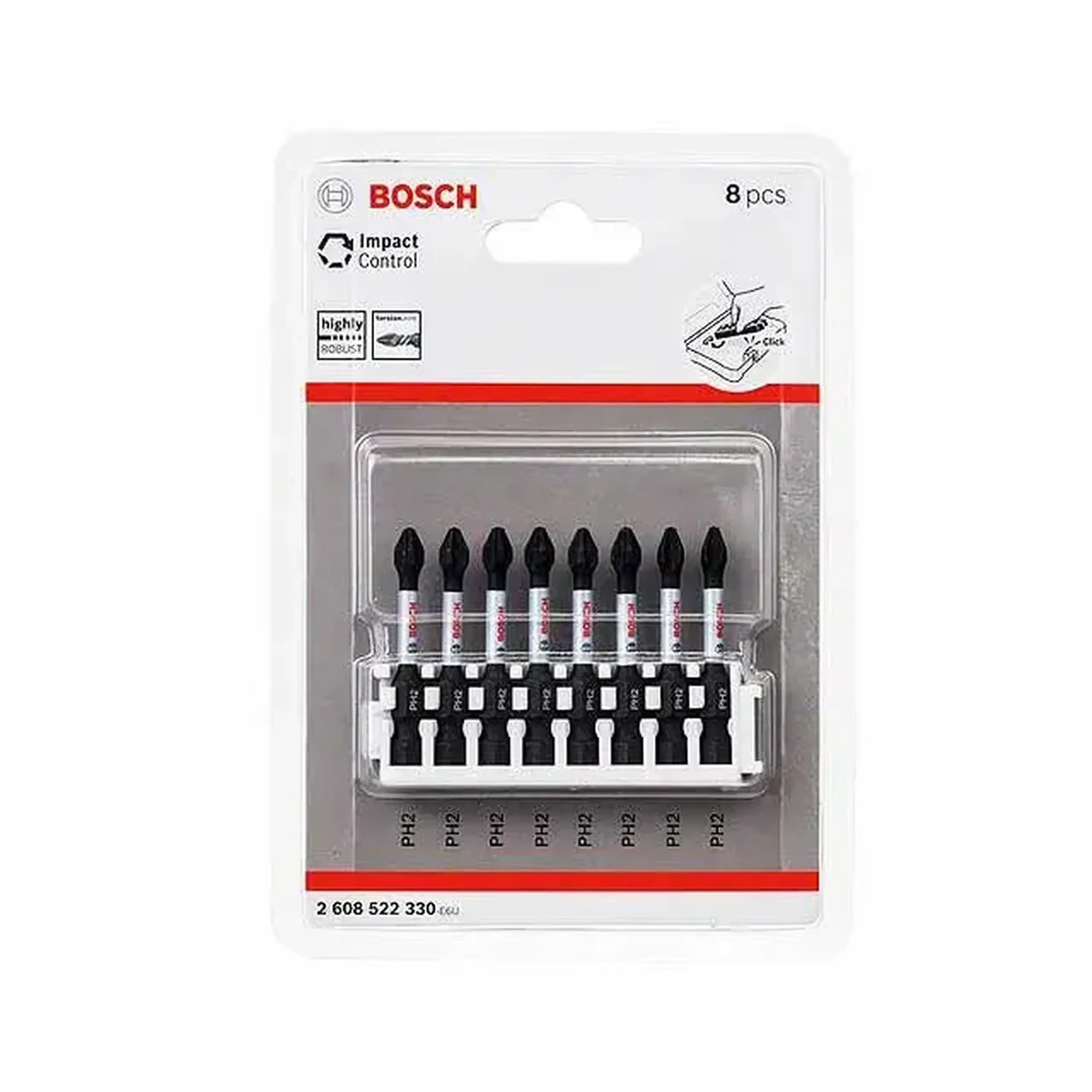 Set biți hexagonal 2 buc. Impact Control PH2 1/4" 25 mm Bosch - Bucăţi în set 8 buc.