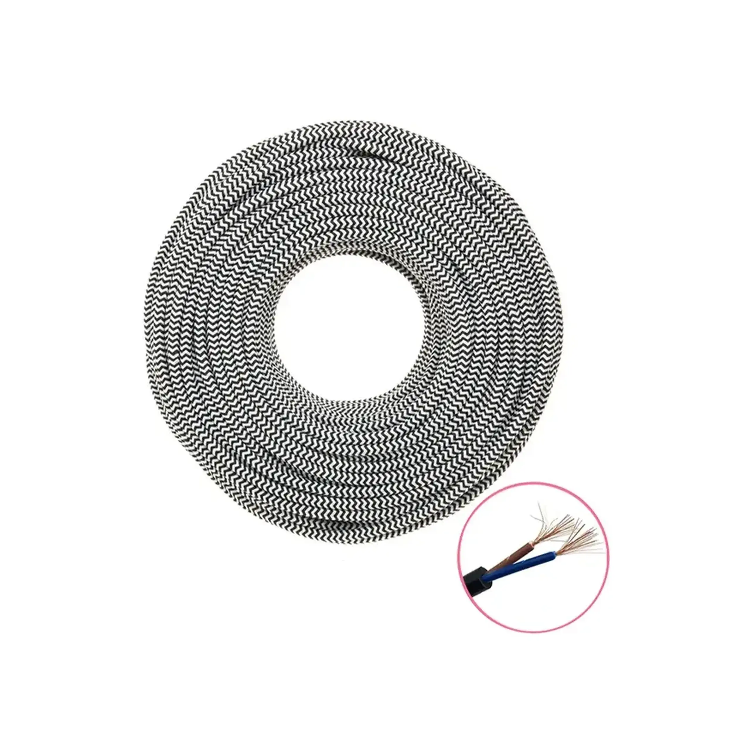 Cablu decorativ 2 * 0.75 mm² Alb/Negru