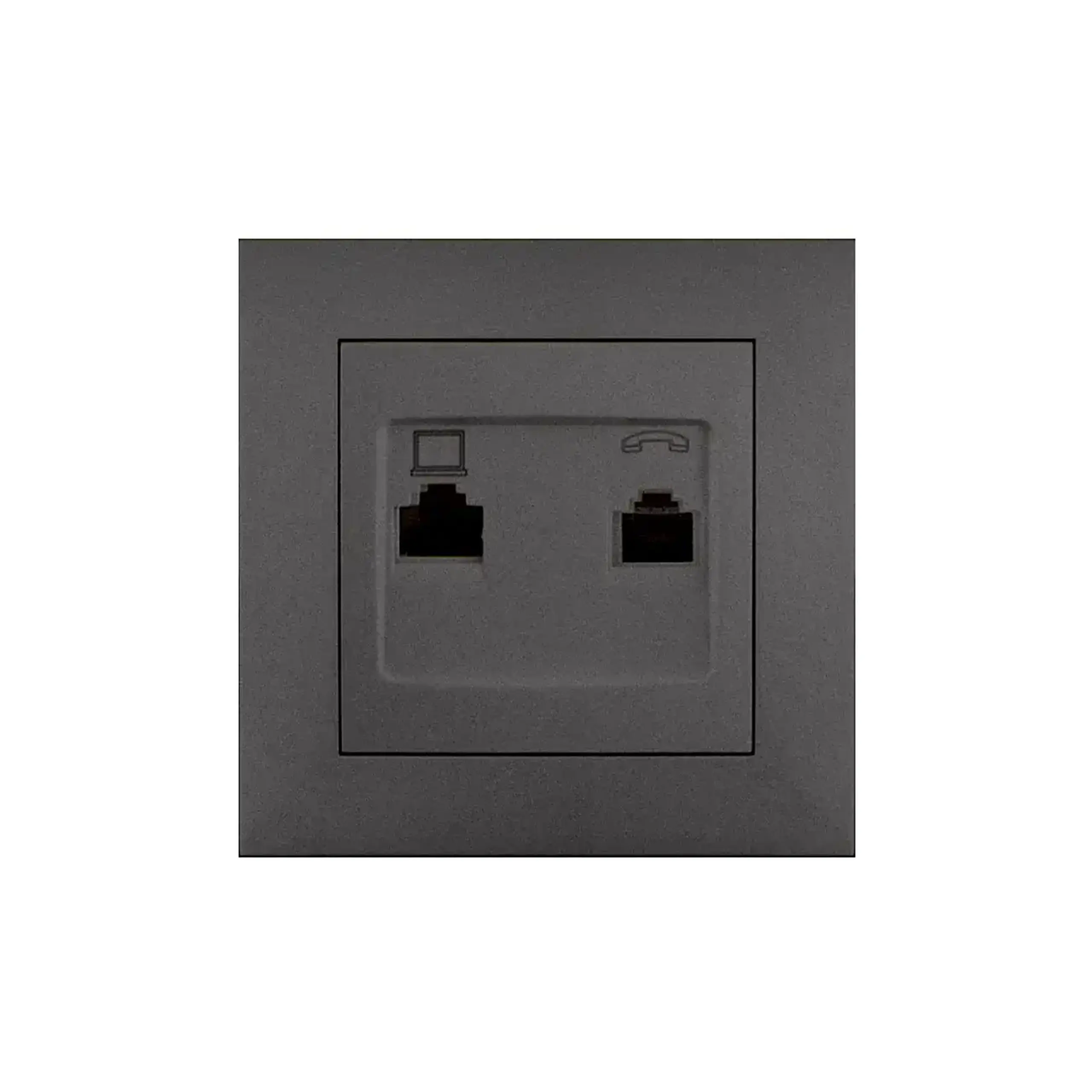 Priză dublă RJ45+RJ11 rosa 10 A antracit Elmos