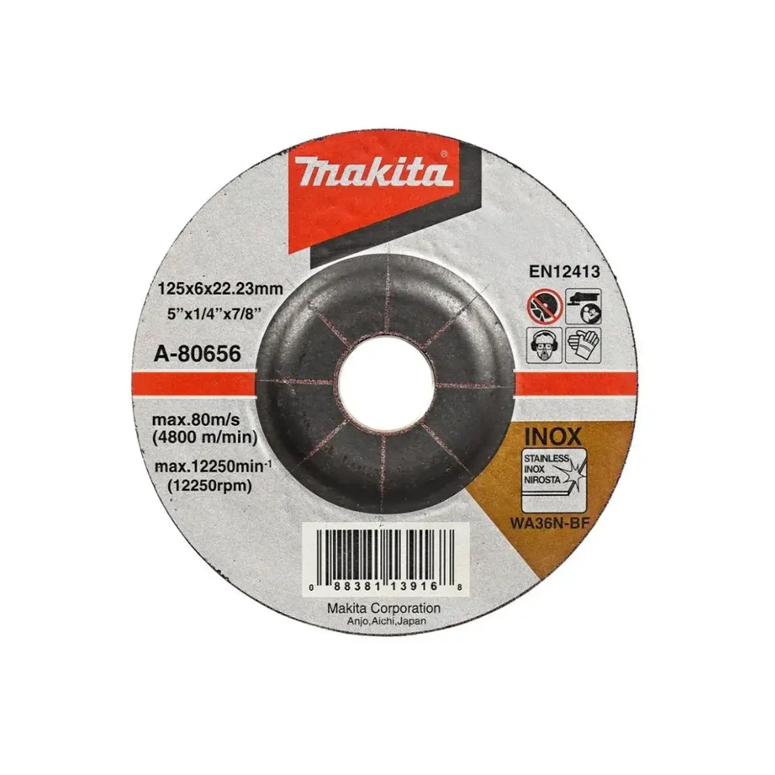 Disc abraziv pentru inox 125 * 22.23 mm Makita - Diametru 125 *