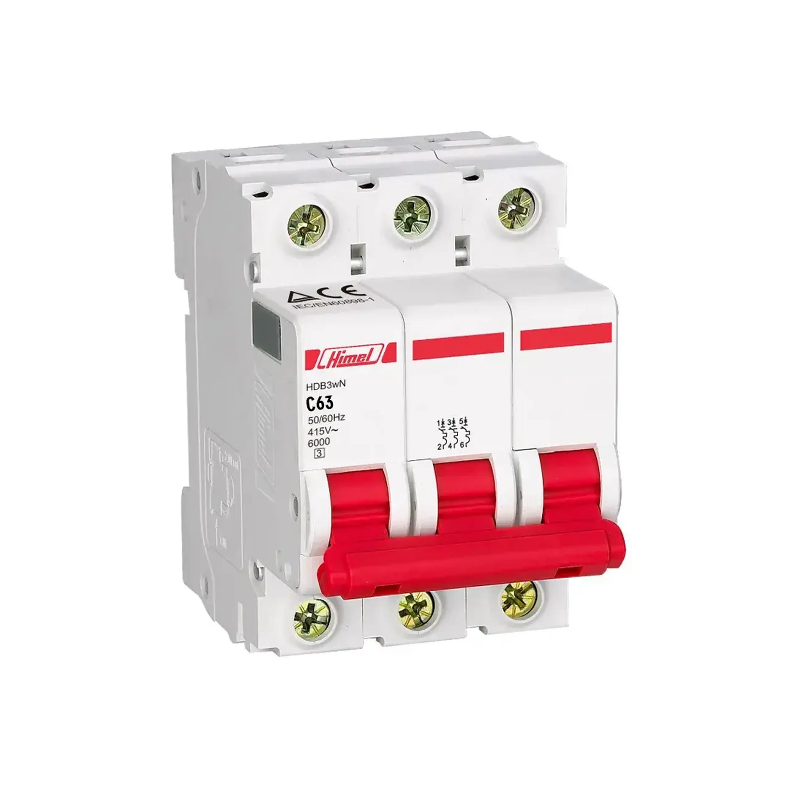 Întreruptor automat HDB3W 1P 6 A 240 V AC C Himel - 63 A (A) 3P