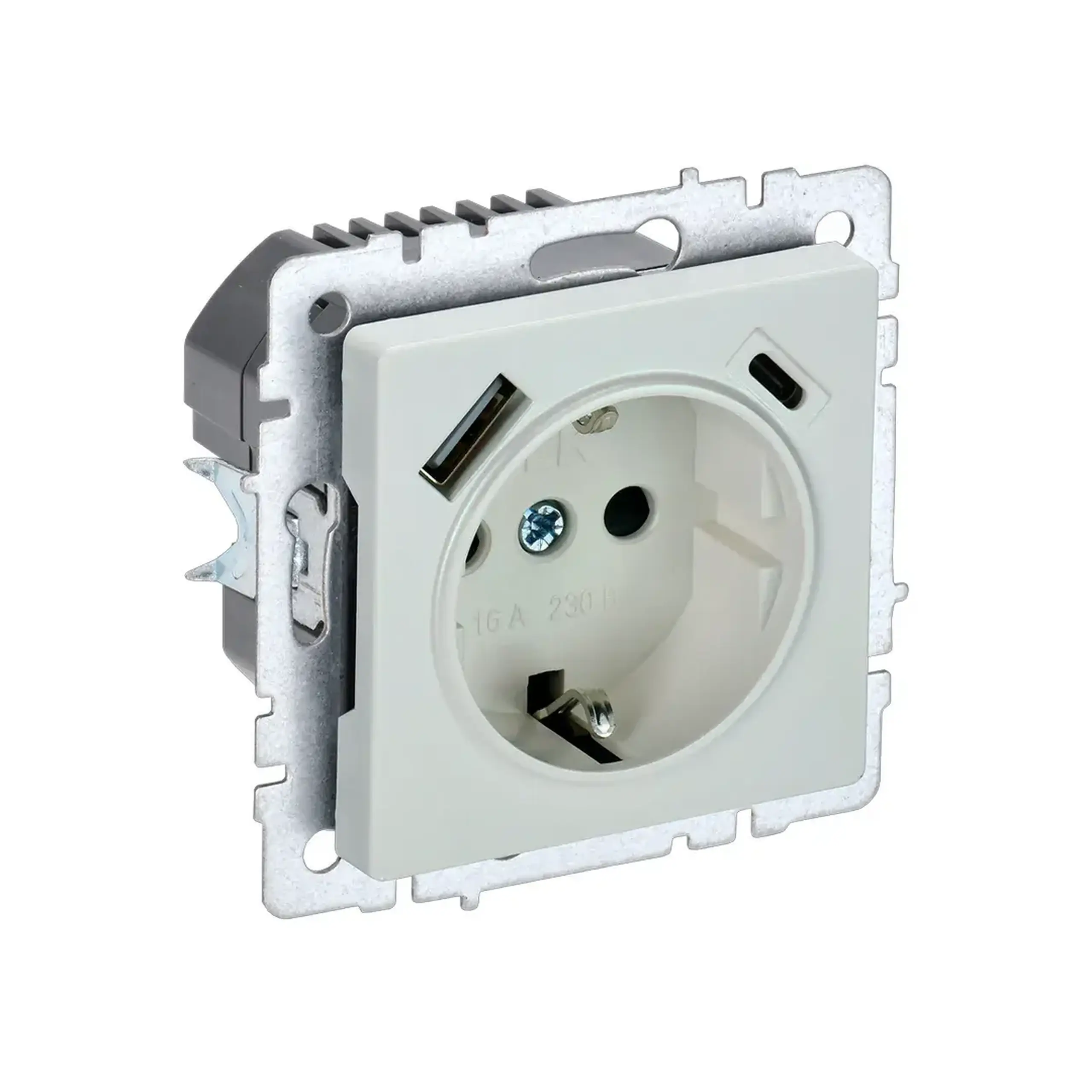 Priză cu USB BRITE 16 A 220 - 240 V Alb IEK - Culoare Perlă
