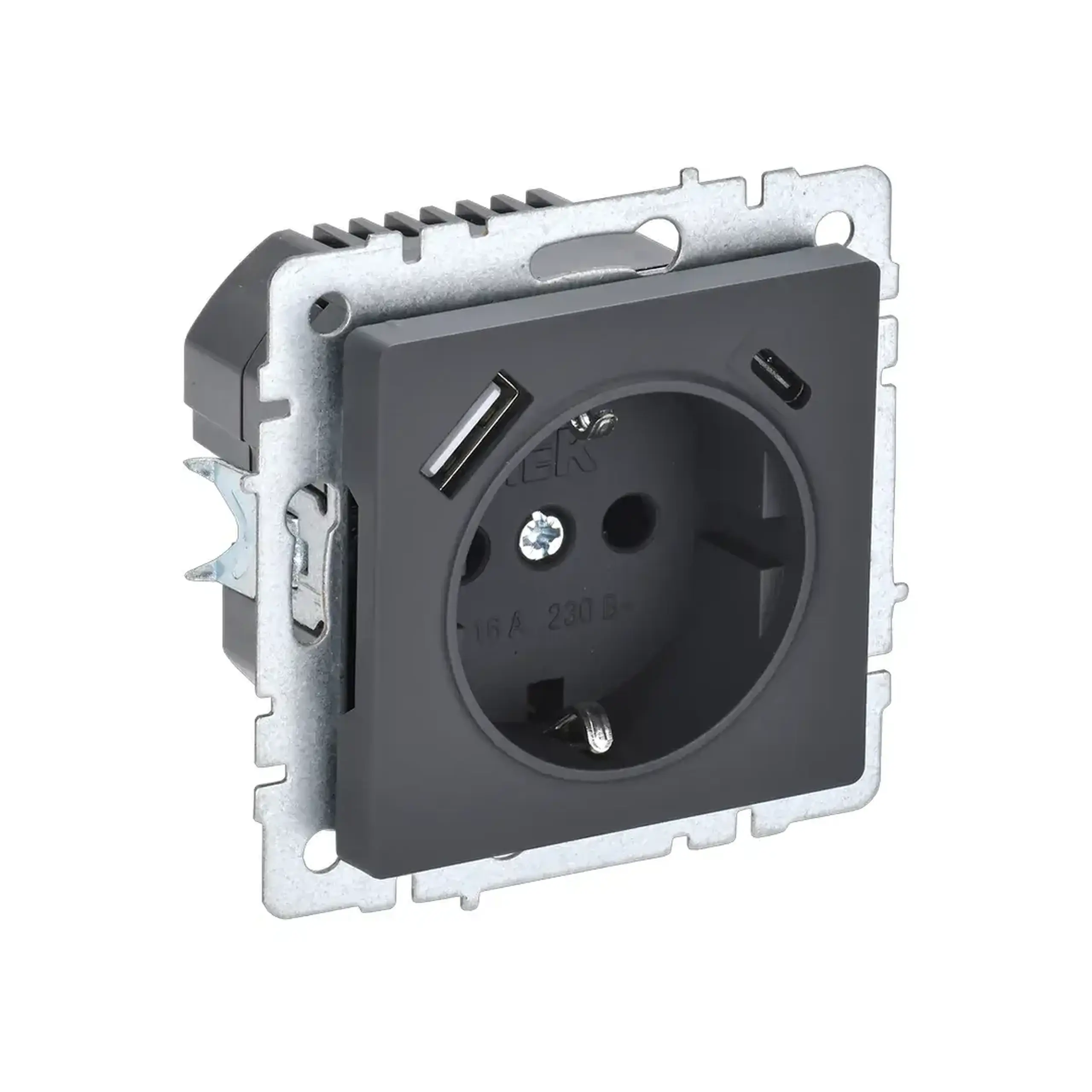 Priză cu USB BRITE 16 A 220 - 240 V Alb IEK - Culoare Grafit