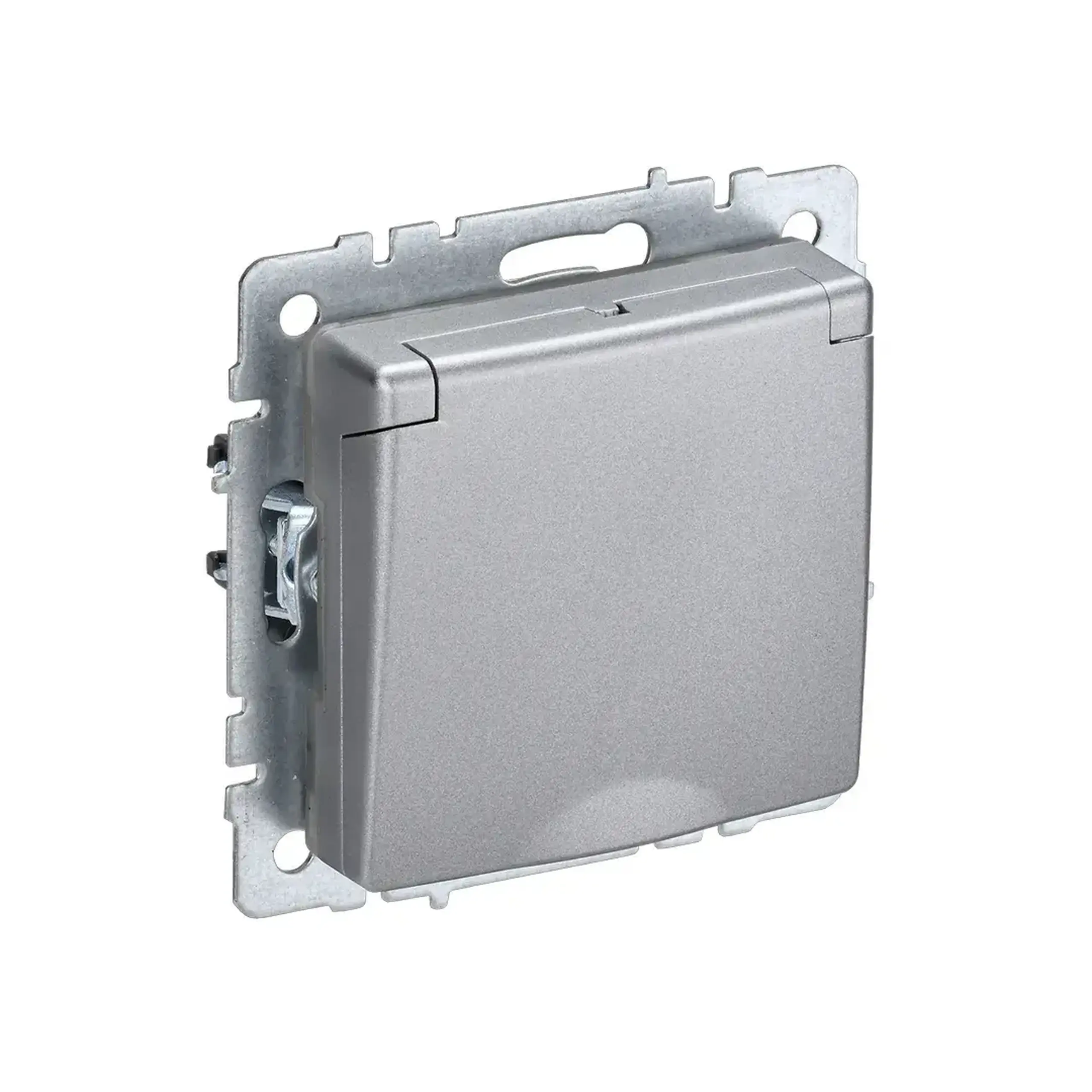 Priză cu obturator și capac BRITE 16 A 220 - 240 V Alb IEK - Culoare Aluminiu