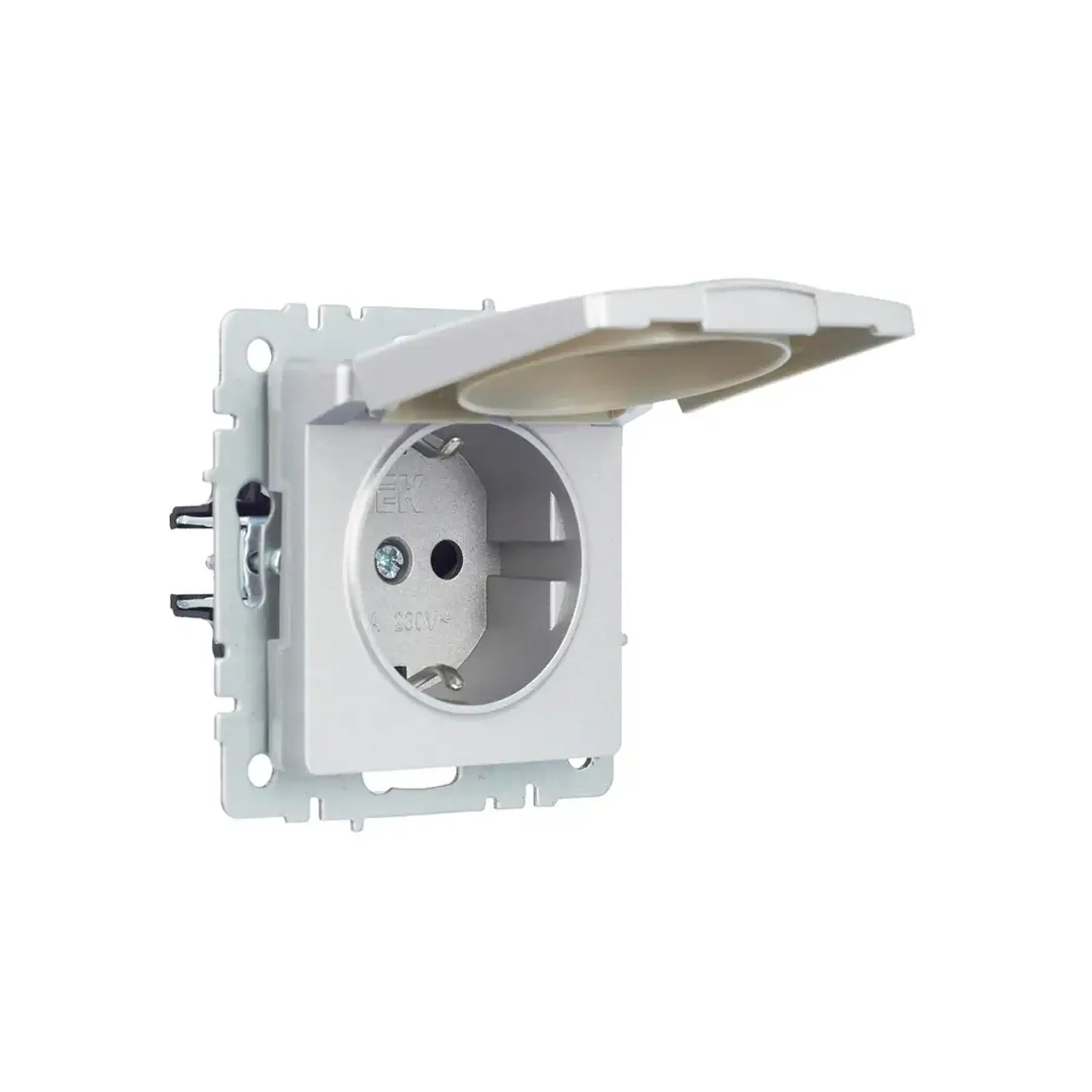 Priză cu obturator și capac BRITE 16 A 220 - 240 V Aluminiu IEK
