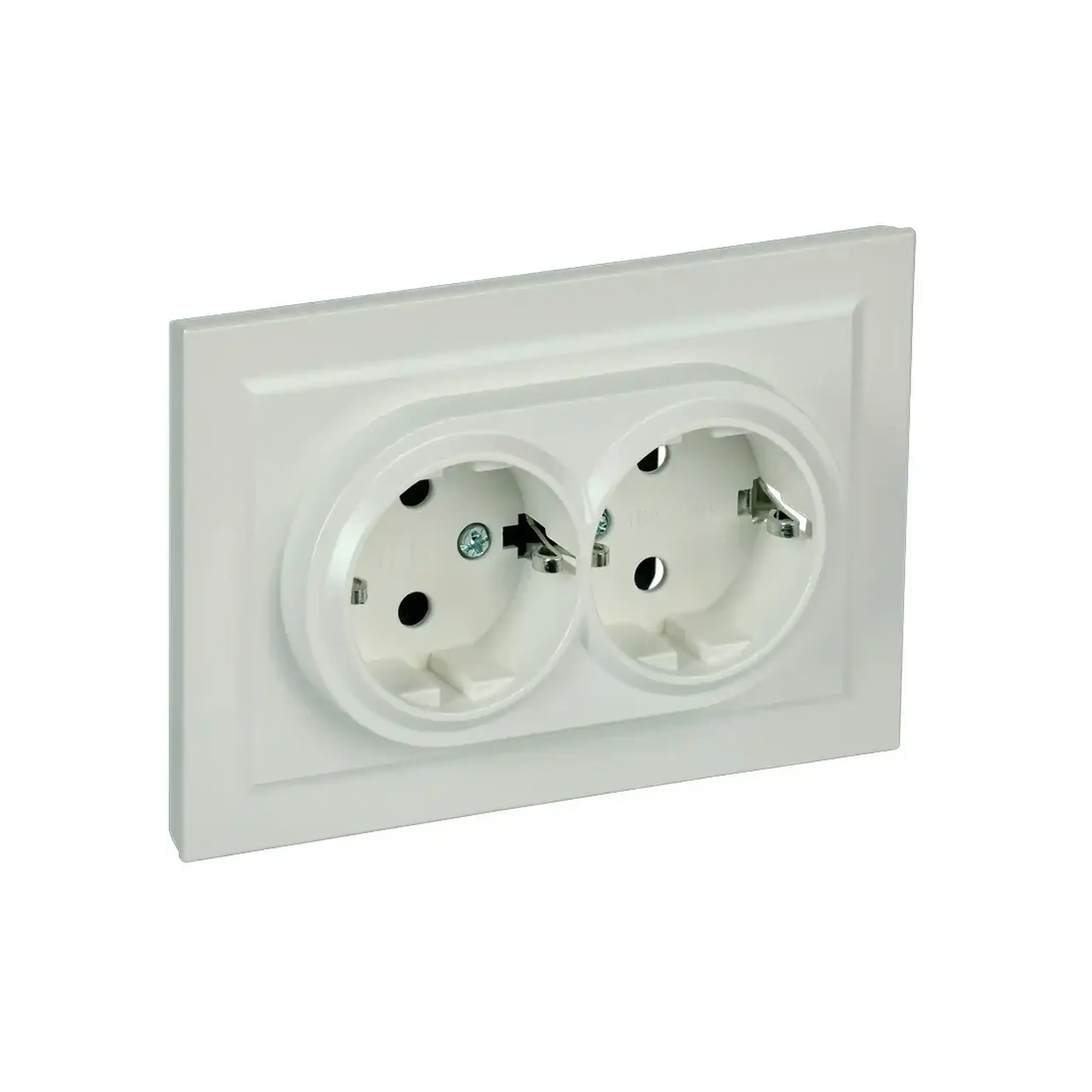 Priză dublă cu împământare BRITE 16 A 220 - 240 V Alb IEK - Culoare Perlă