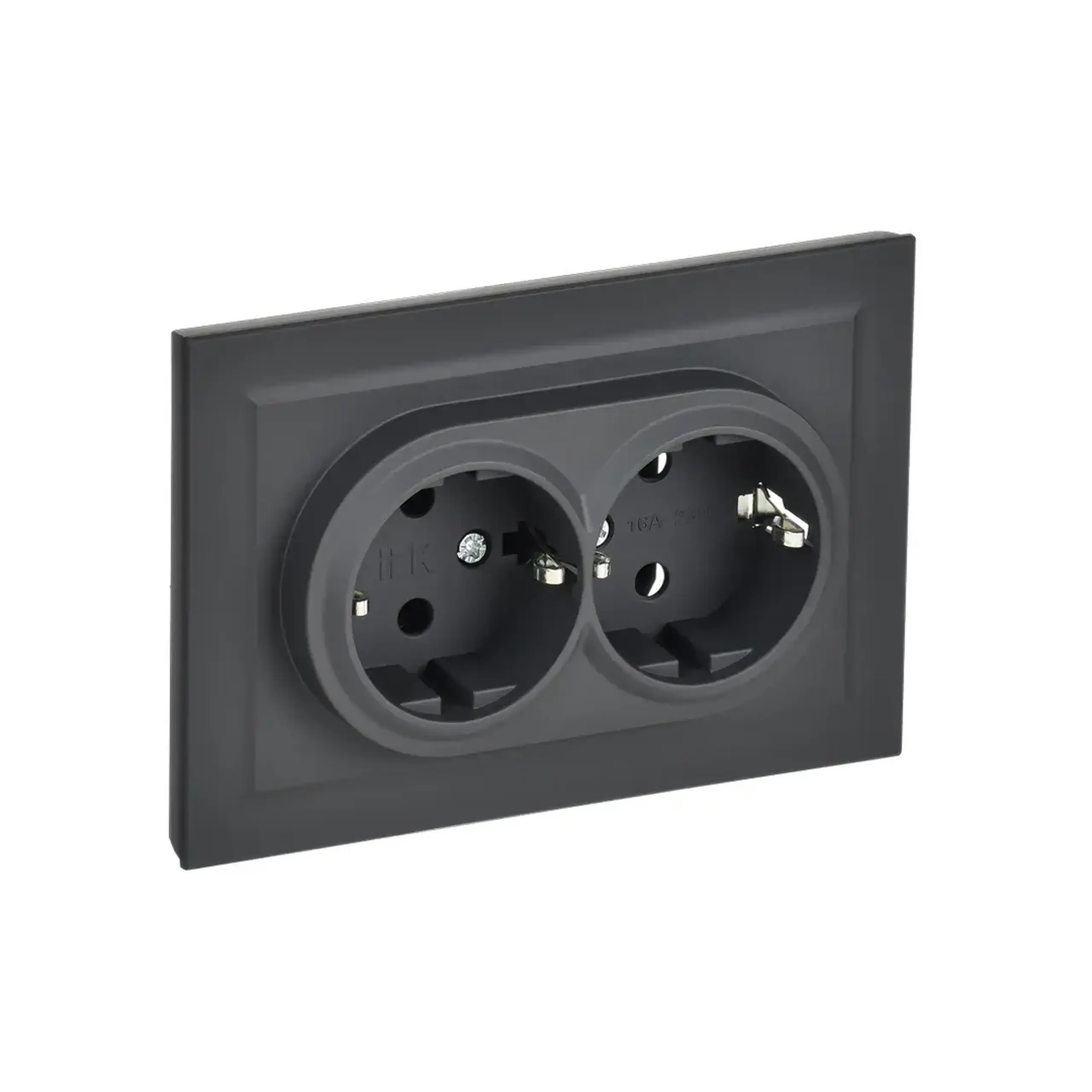 Priză dublă cu împământare BRITE 16 A 220 - 240 V Alb IEK - Culoare Grafit
