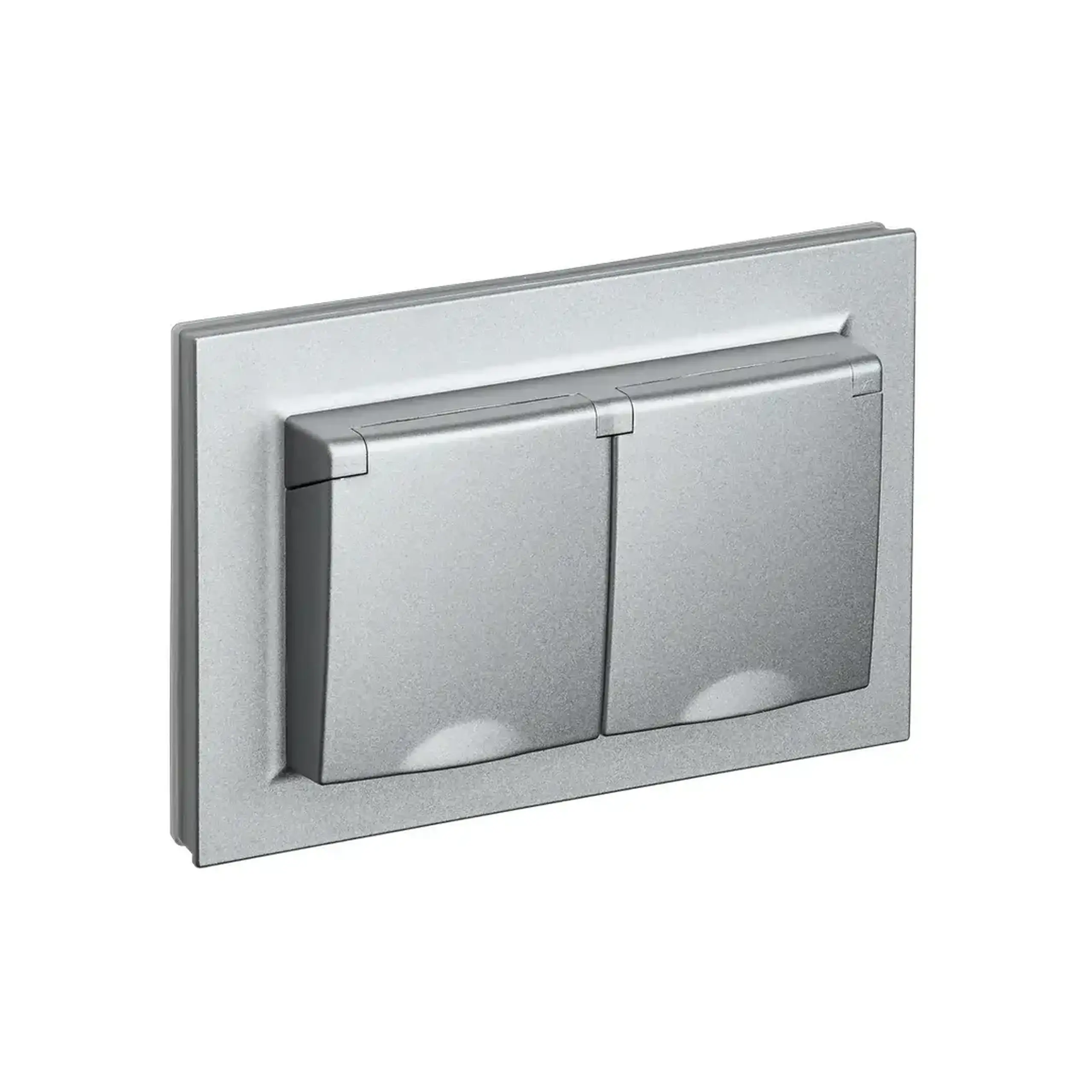 Priză dublă cu capac BRITE 16 A 220 - 240 V Alb IEK - Culoare Aluminiu